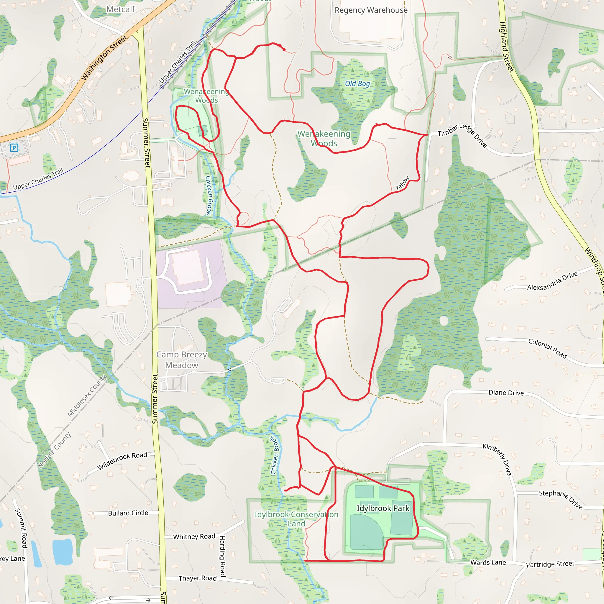Idlybrook Park and Baseball Field Loop mobile static map
