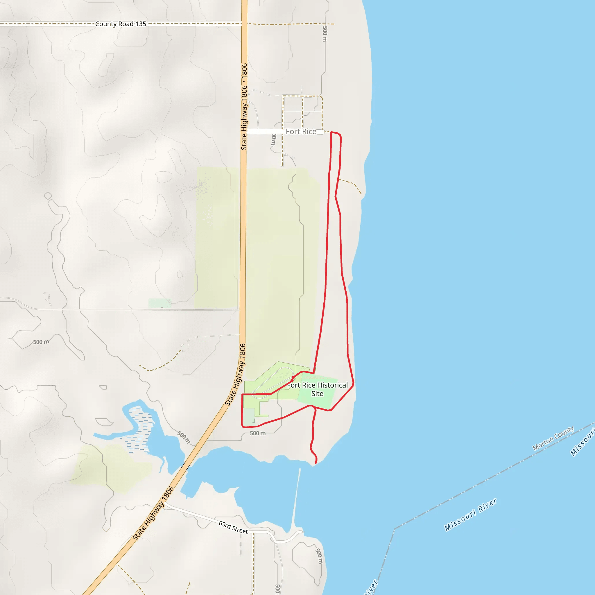 Fort Rice Historical Site Loop mobile static map