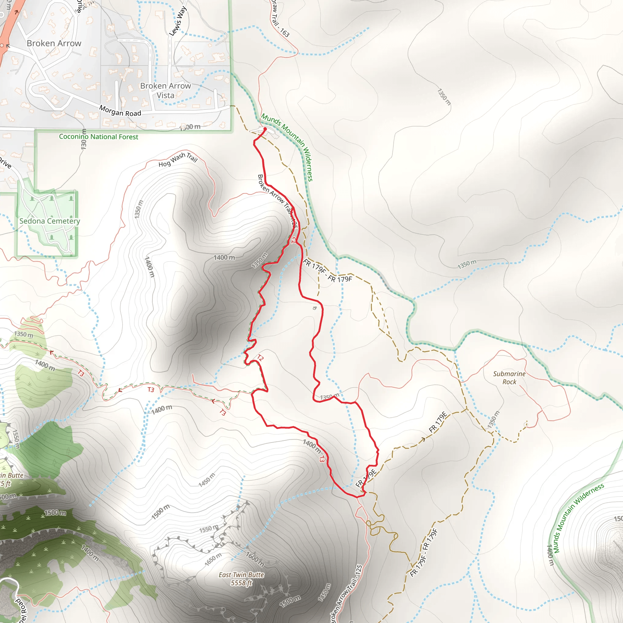 High on the Hog - Twin Buttes - Broken Arrow Loop Trail mobile static map