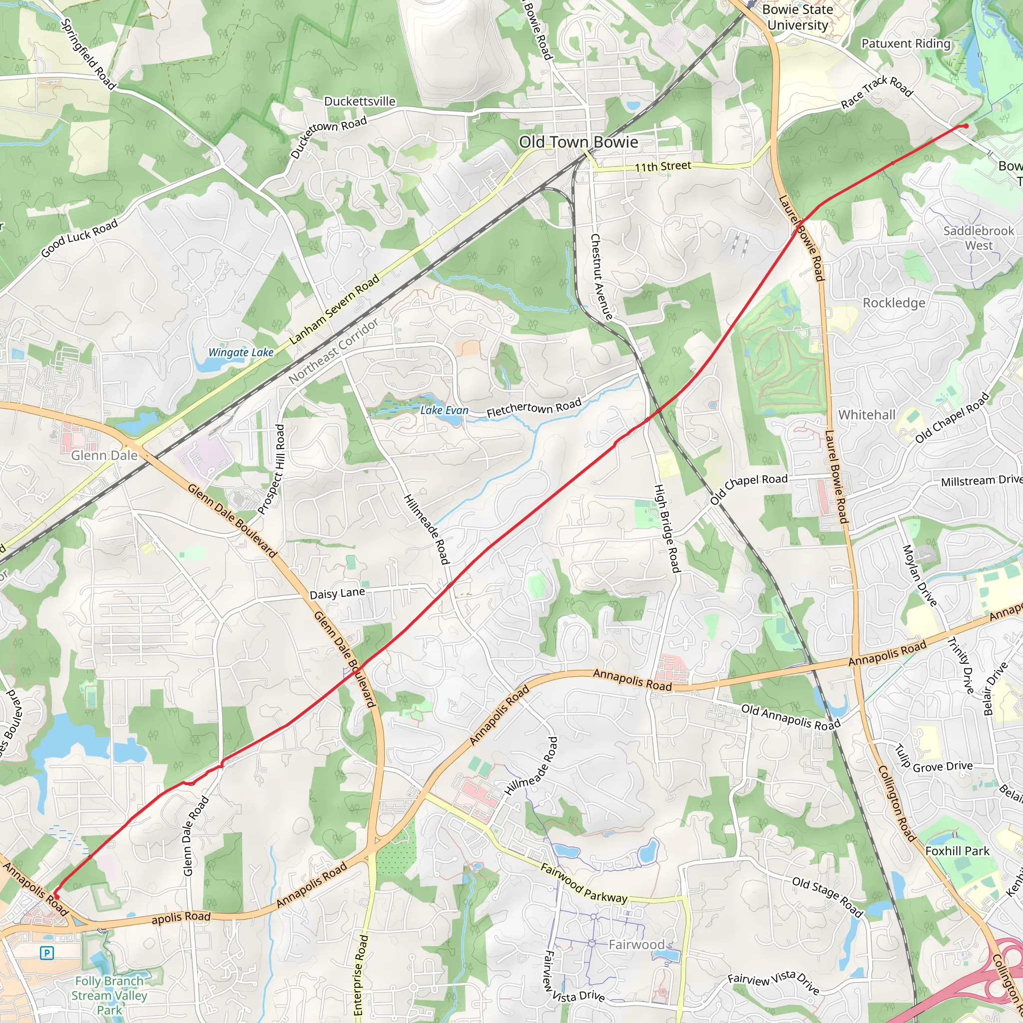 Washington, Baltimore and Annapolis Trail from Horsepen Park mobile static map