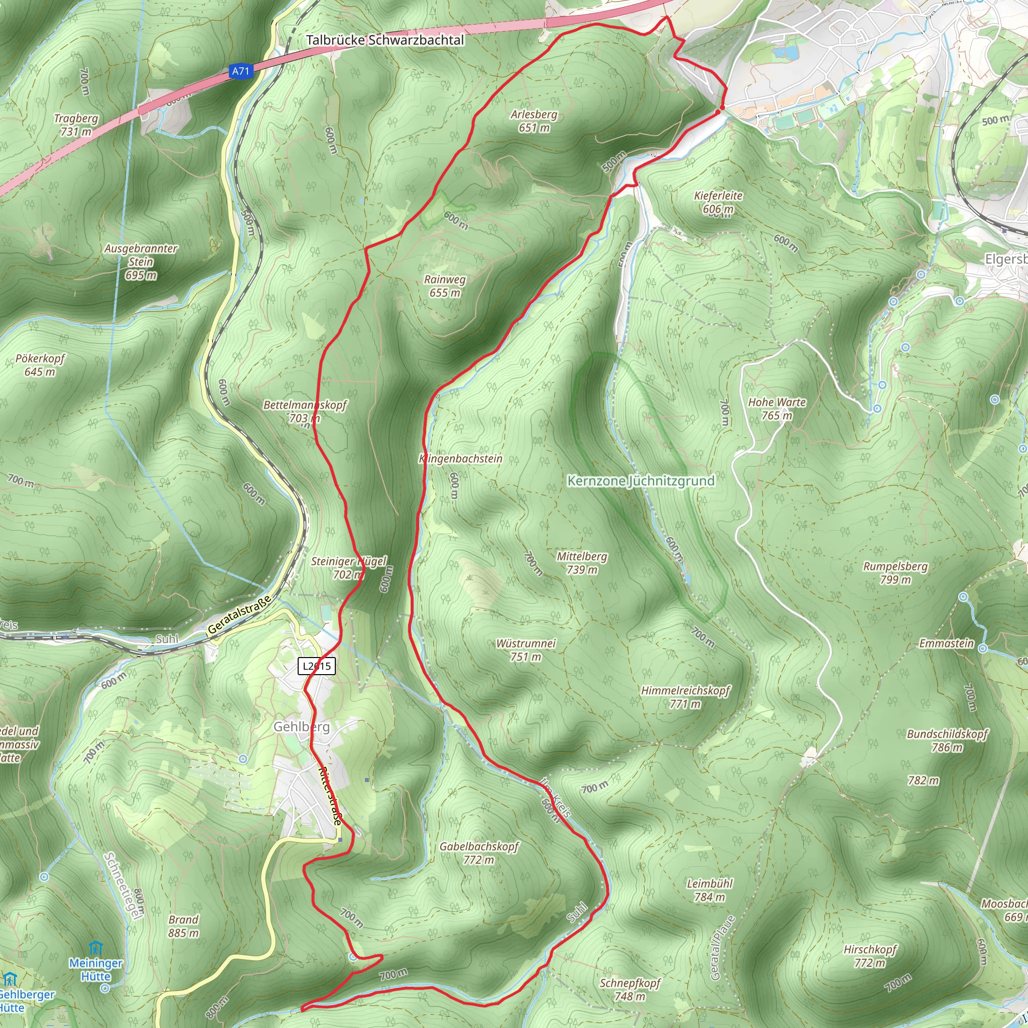 Gehlberg Loop via Bettelmannskopf mobile static map