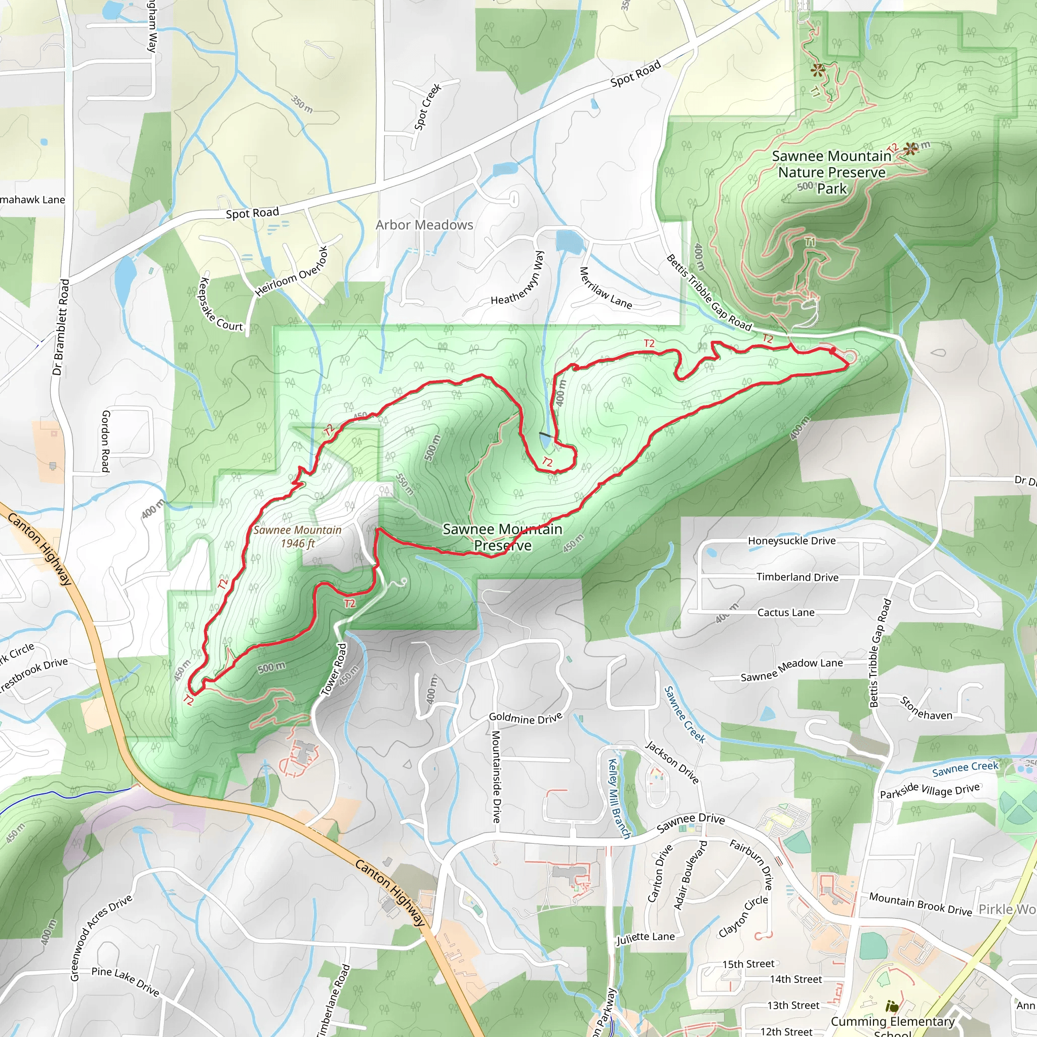 Hilltop, Mountainside and Ridgeline Loop Trail mobile static map
