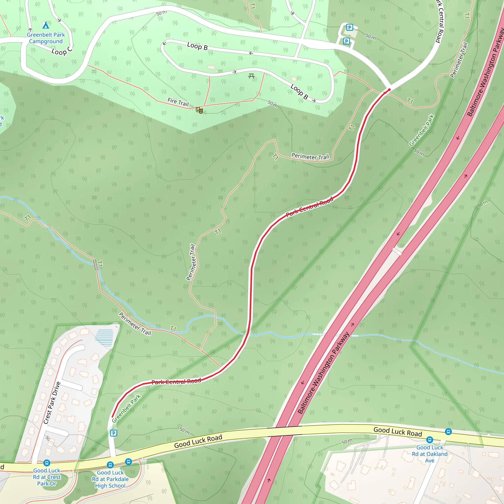 Park Central Road mobile static map