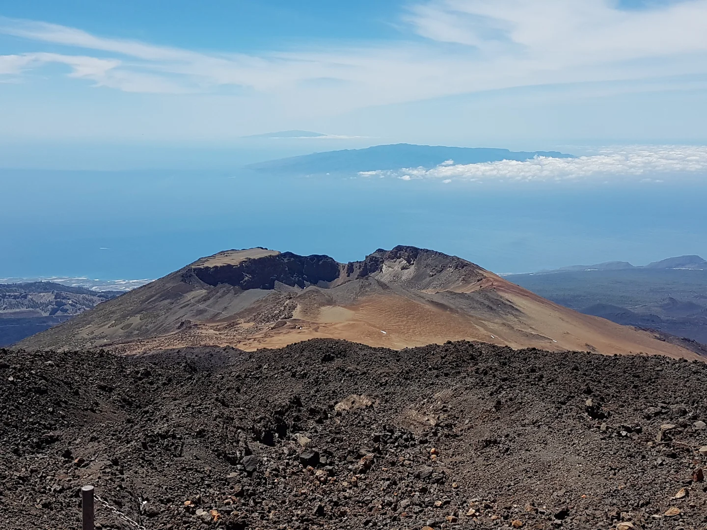 An image depicting the trail Pico Viejo Hike via Montaña de Chío and its surrounding area.