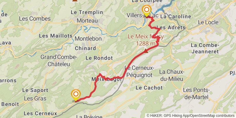 GR 509 - GTJ la Grande Traversée du Jura stage 7 Map