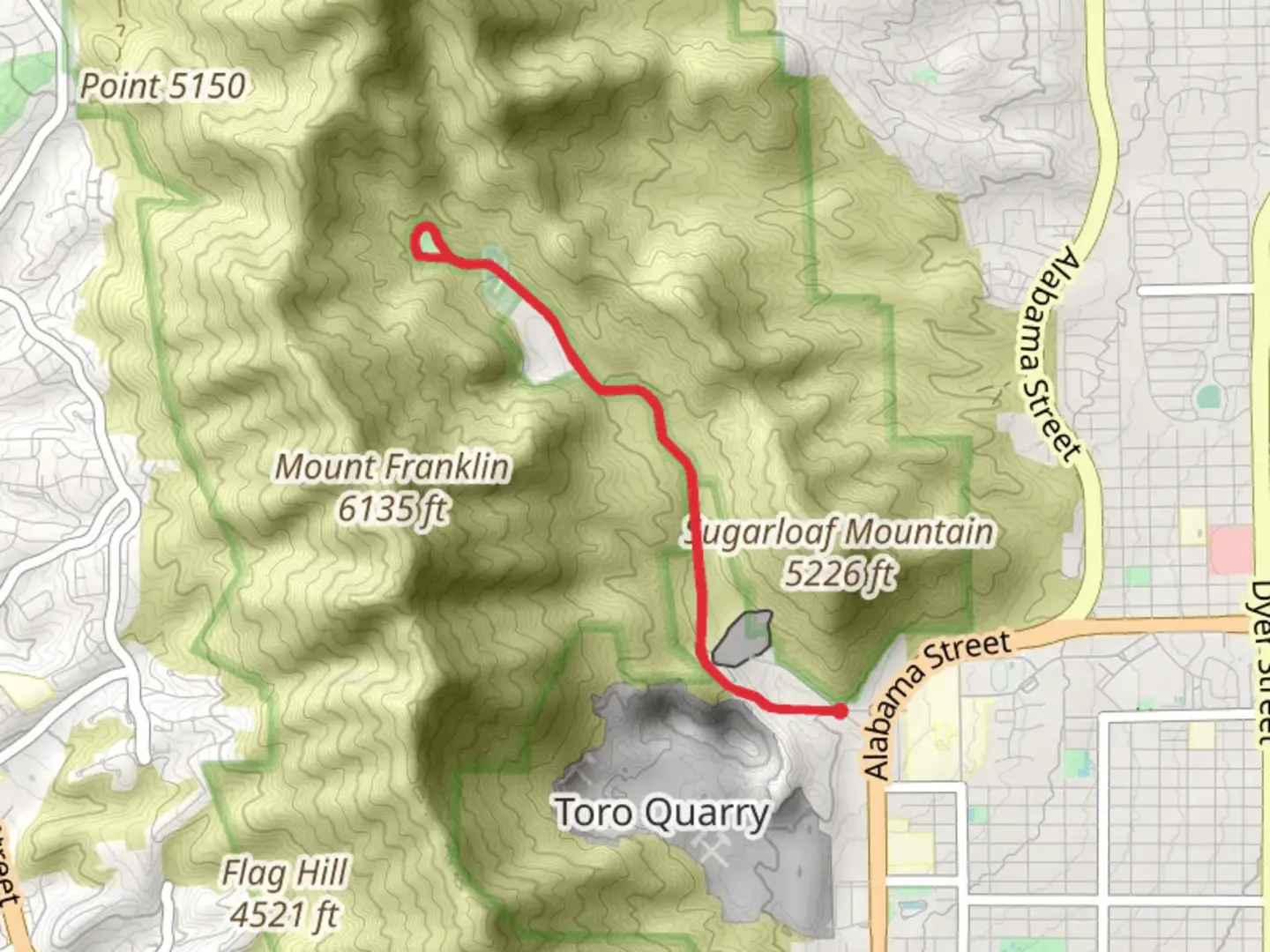 An image depicting the trail McKelligon Canyon Road Out and Back and its surrounding area.
