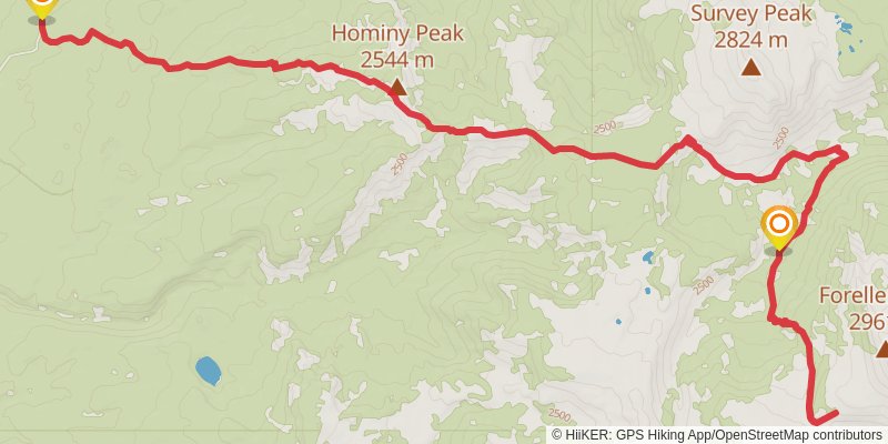 Forellen Divide via Hominy Peak Trail stage 2 Map