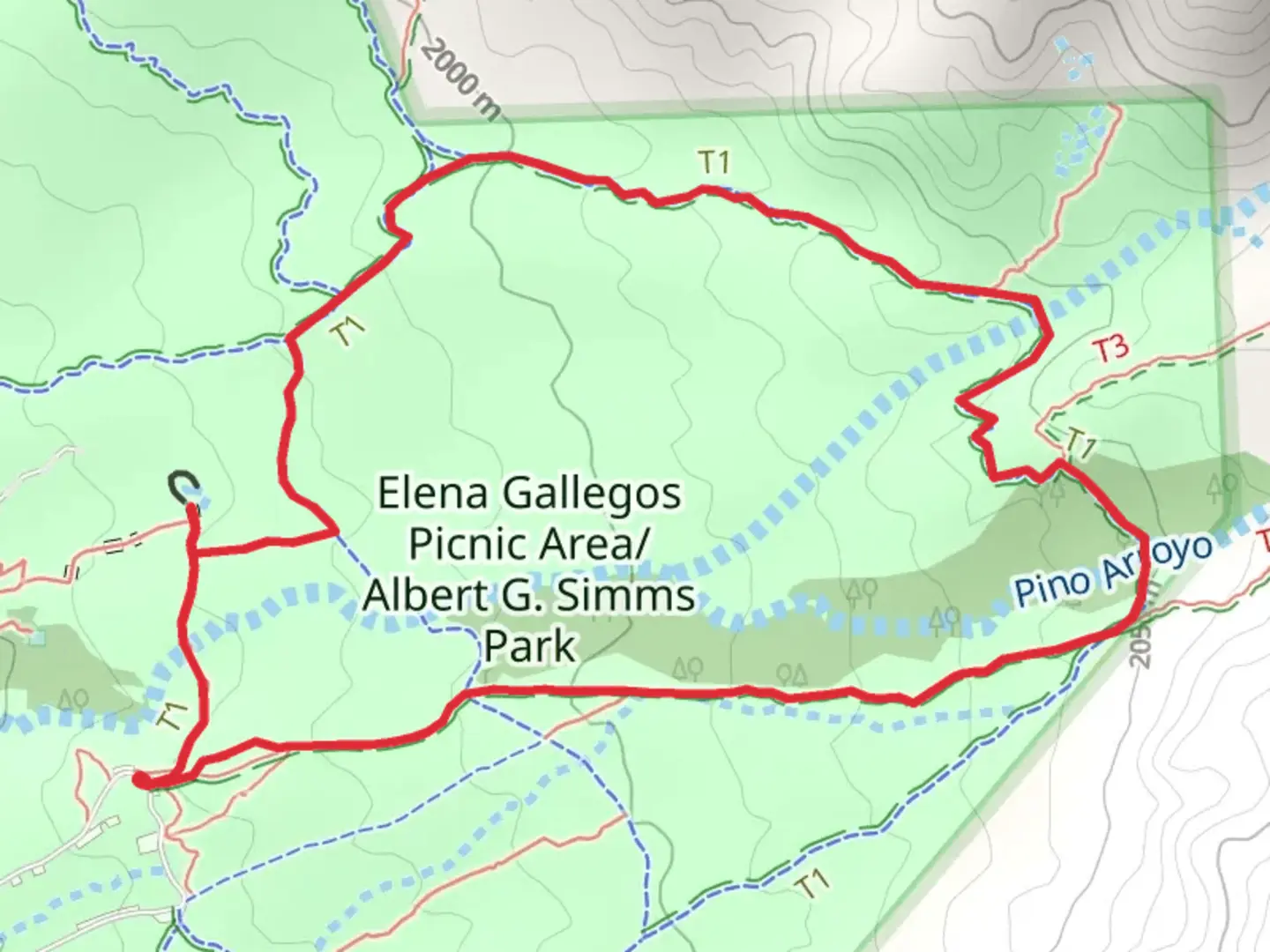 An image depicting the trail Elena Gallegos Access Road Loop and its surrounding area.
