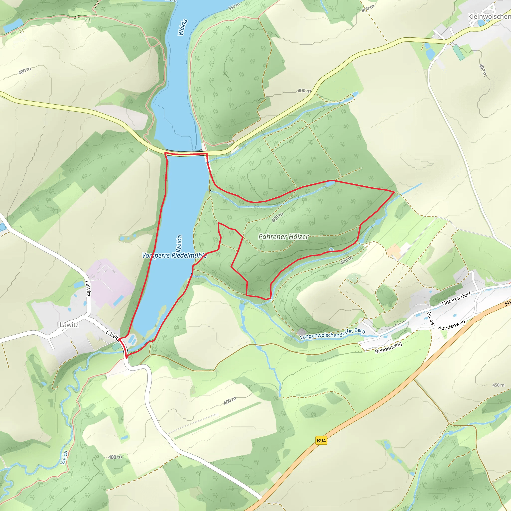 Vorsperre Riedelmühle via Weidatalweg and Quellenrundweg mobile static map