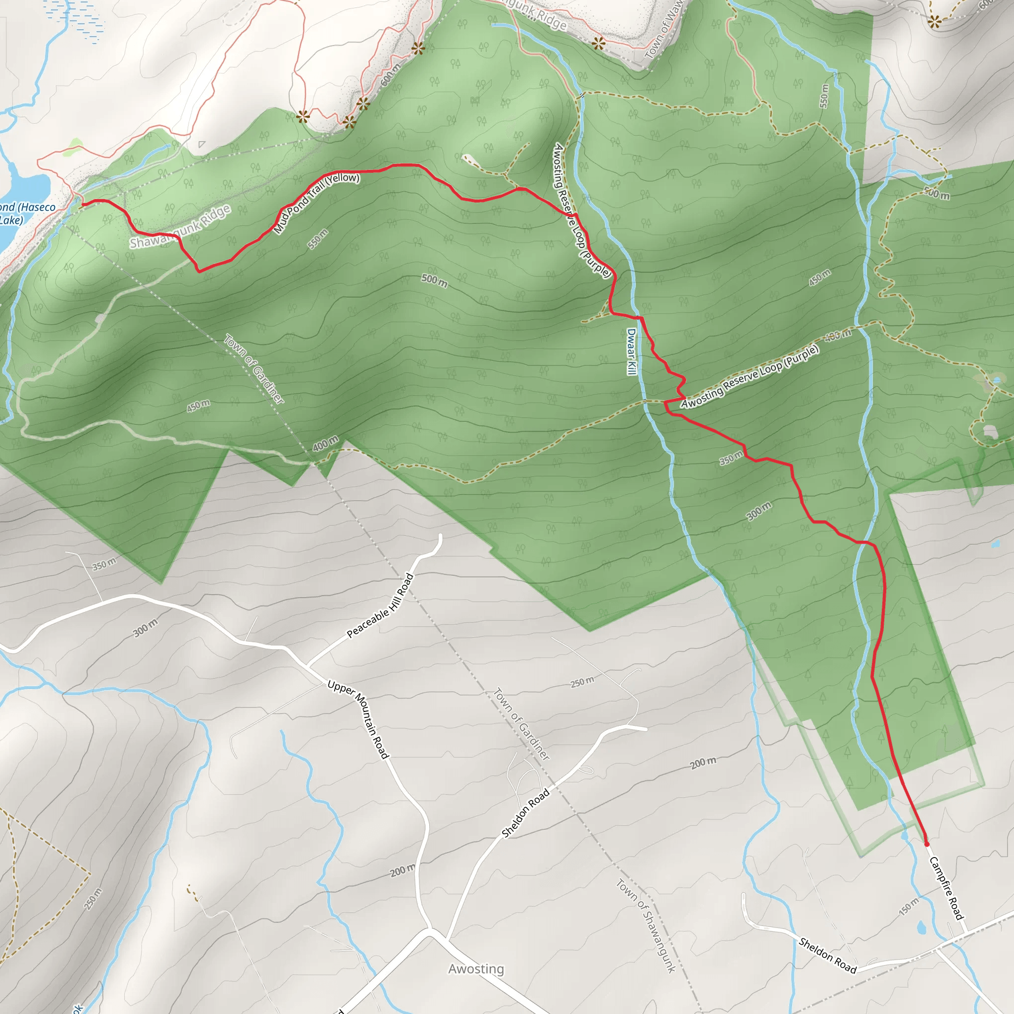Mud Pond - Haseco Lake via Awosting Reserve Loop mobile static map