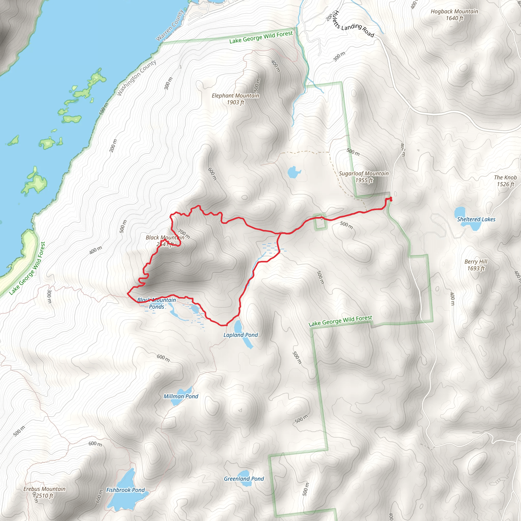 Black Mountain via Black Mountain Ponds Trail mobile static map