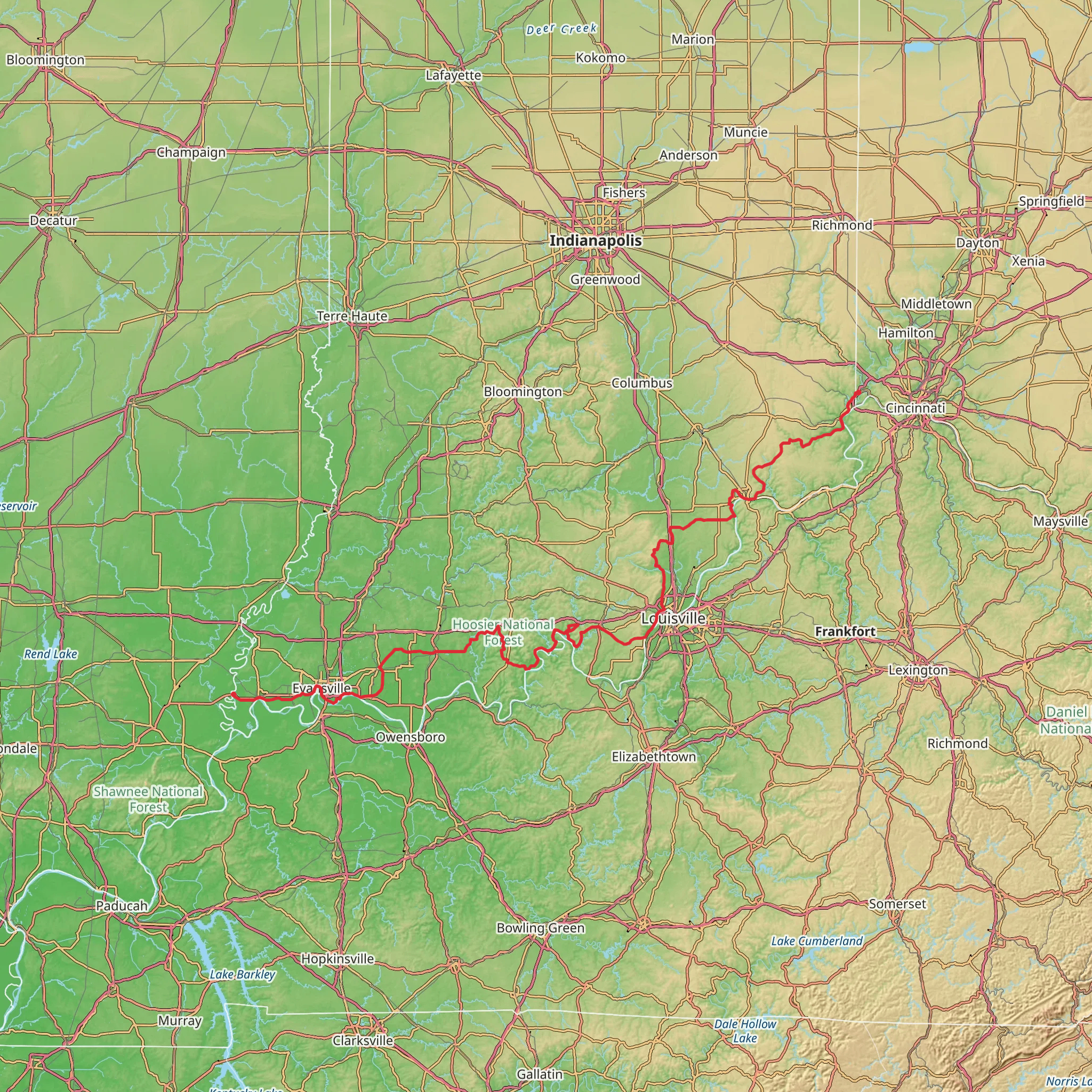 American Discovery Trail South Route - Indiana mobile static map