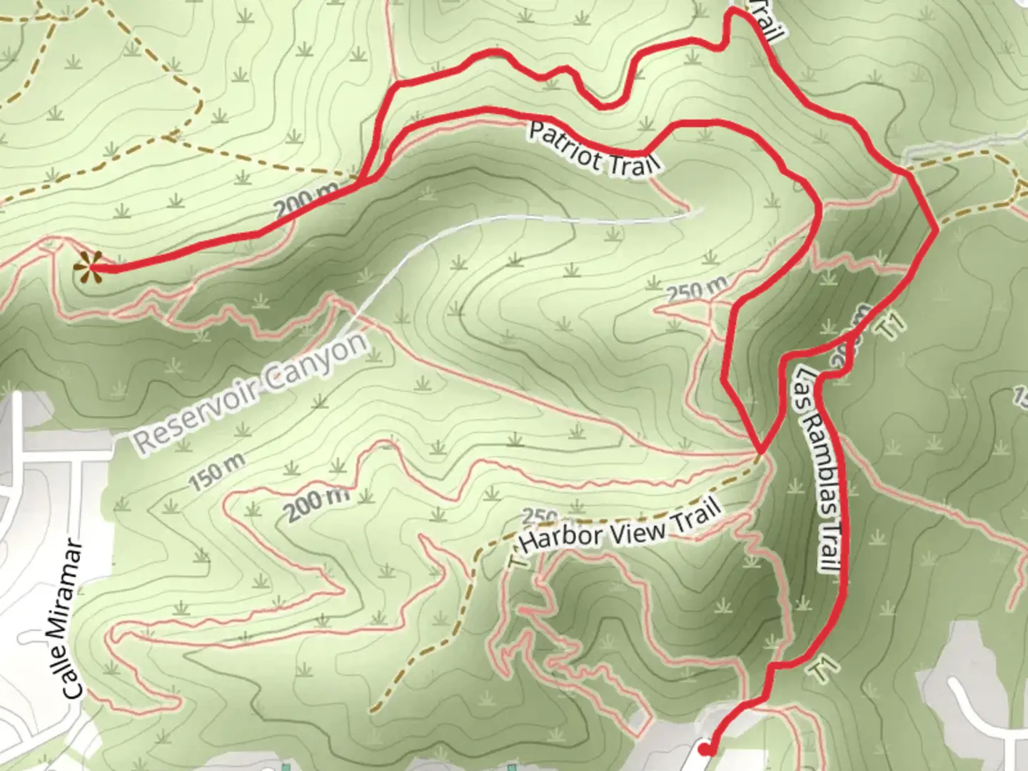 An image depicting the trail Las Ramblas - Cerro Rebal - Forster Canyon - Patriot Loop Trail and its surrounding area.