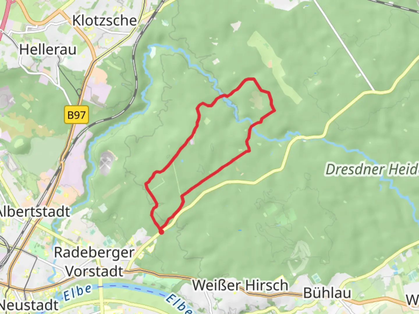 An image depicting the trail Blümpenweg and Gabelweg Loop and its surrounding area.