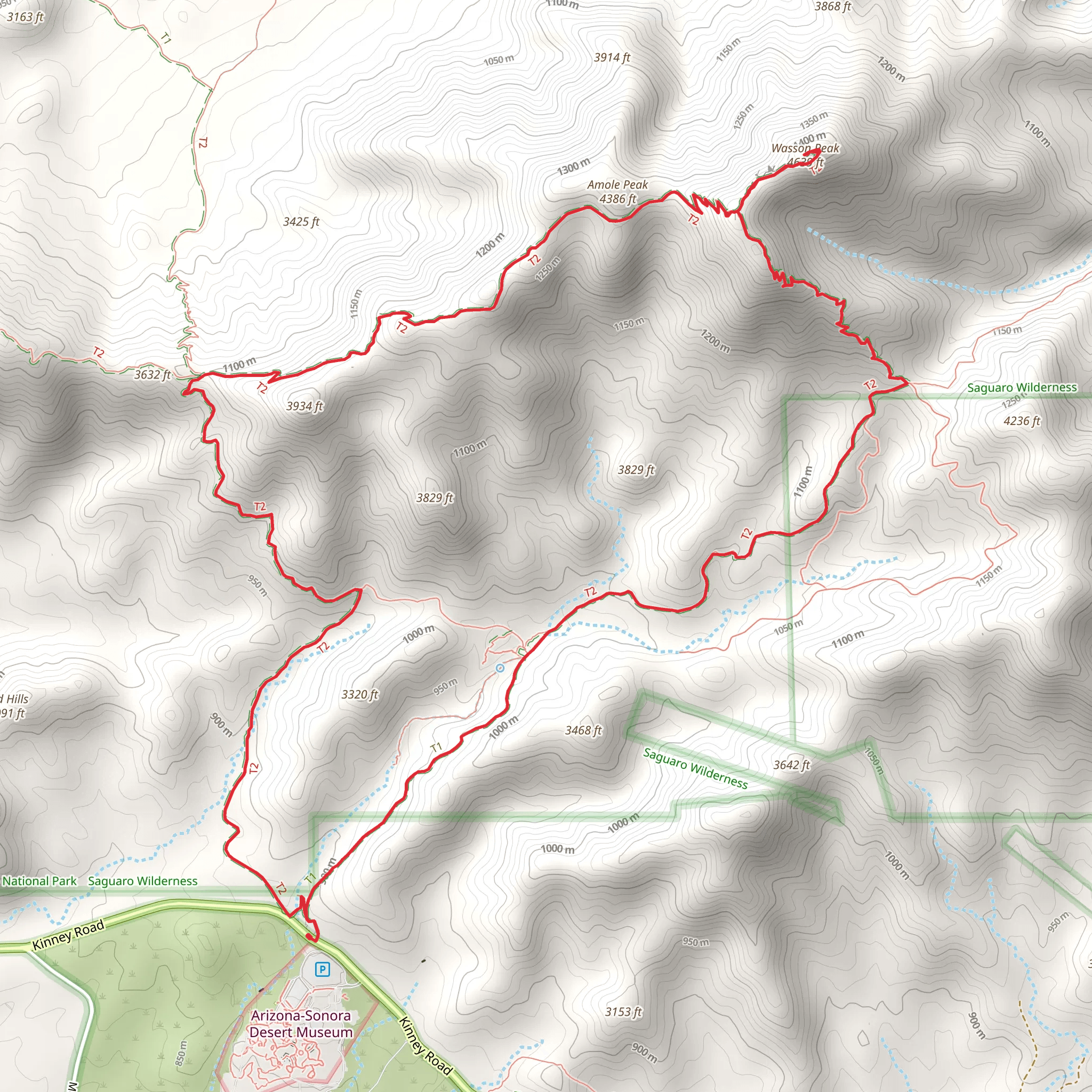 Wasson and Amole Peak Loop mobile static map