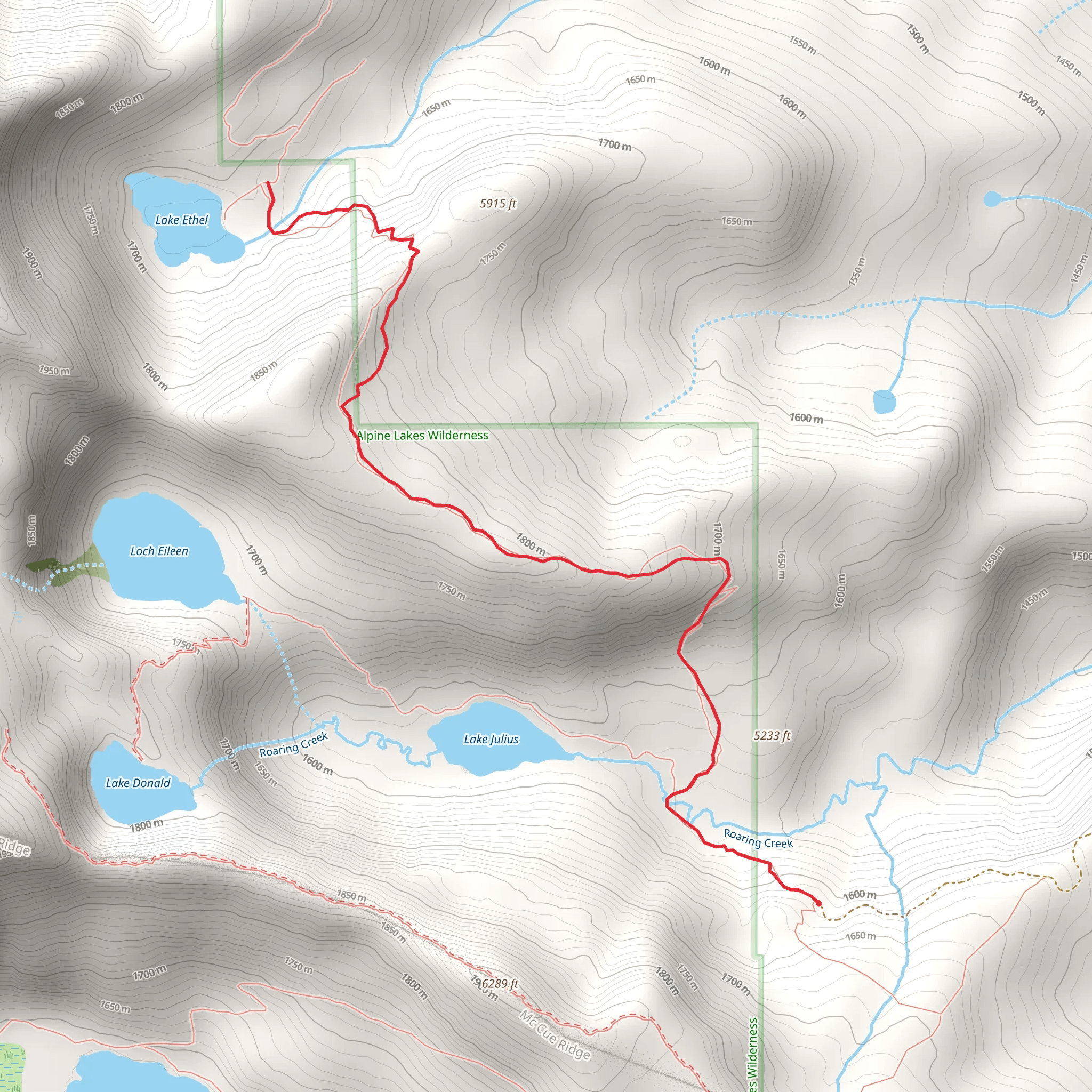 Upper Roaring Creek Trail mobile static map