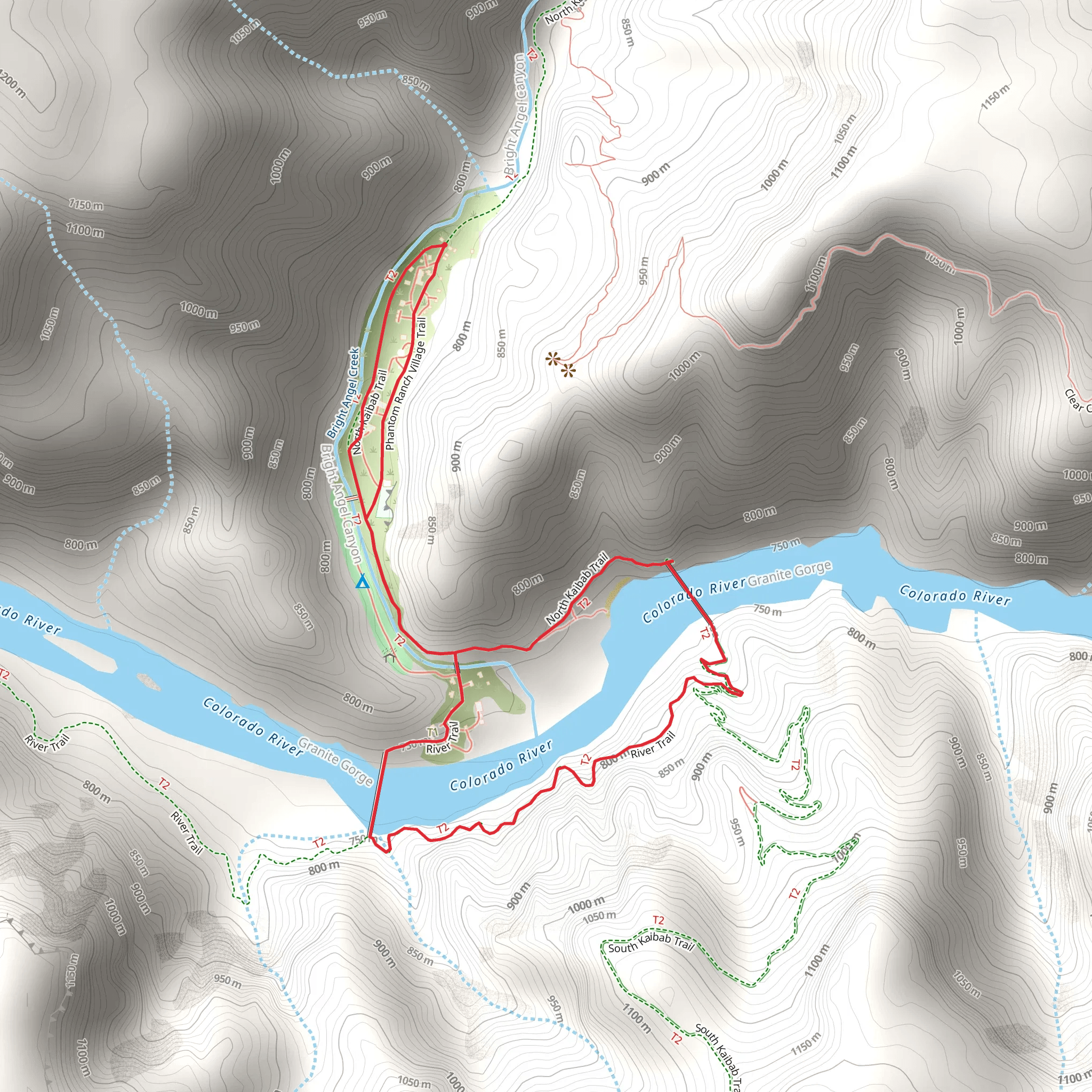 Arizona, River and Phantom Ranch Village Loop Trail mobile static map