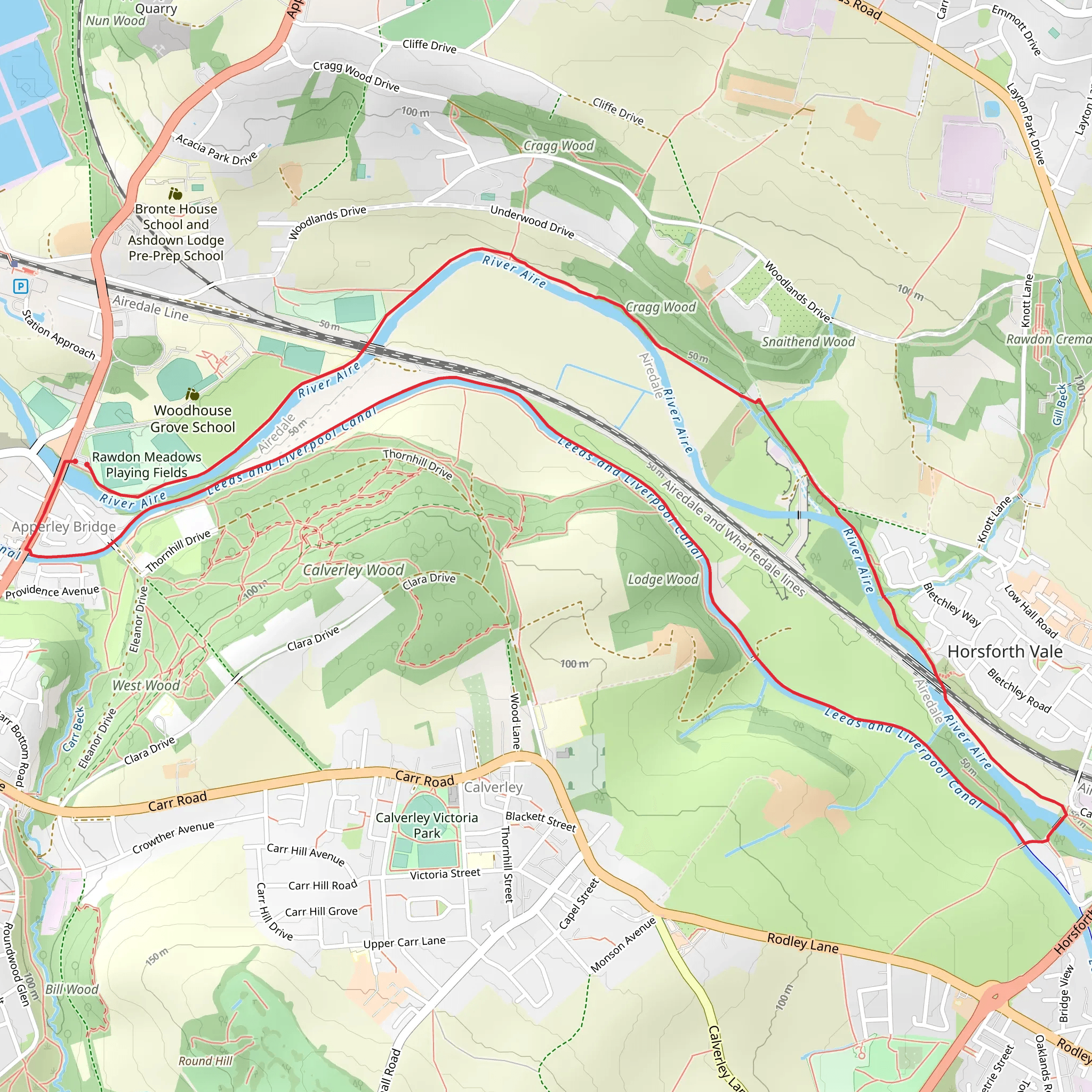Aire Valley Towpath and Leeds and Liverpool Canal mobile static map