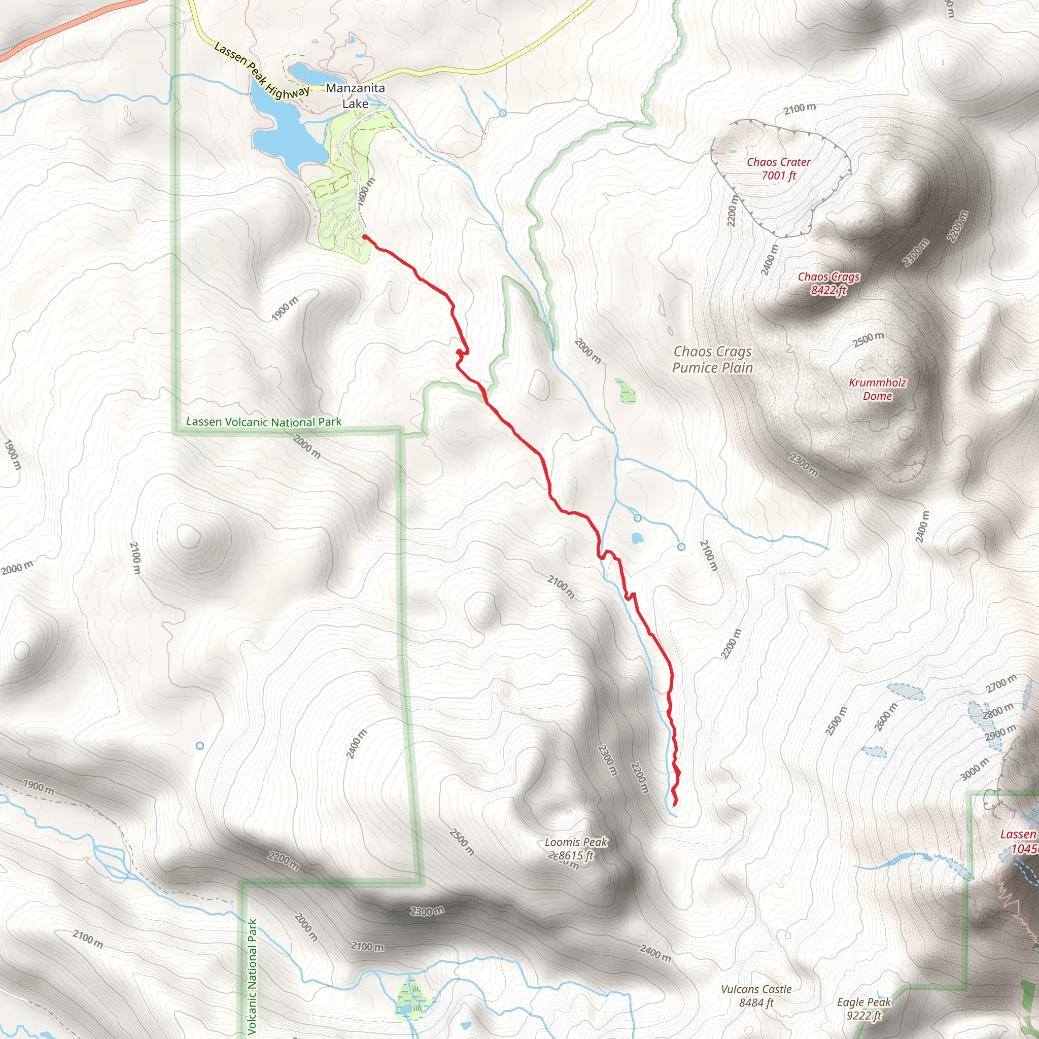 Manzanita Creek Trail from Manzanita Lake mobile static map