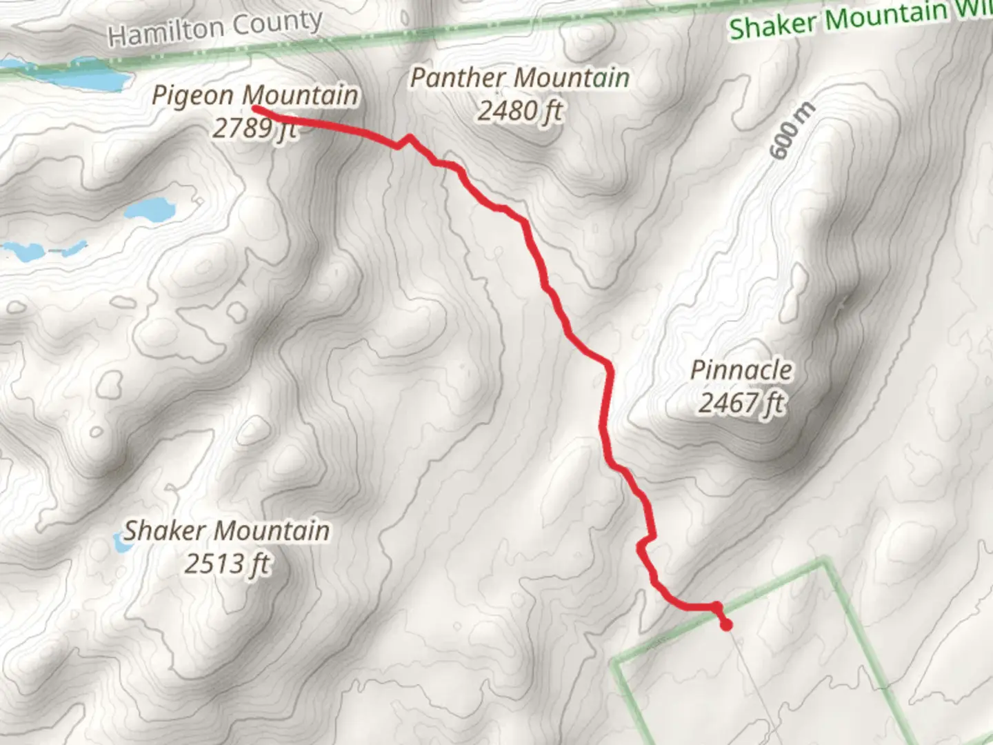 An image depicting the trail Pigeon Mountain Trail and its surrounding area.