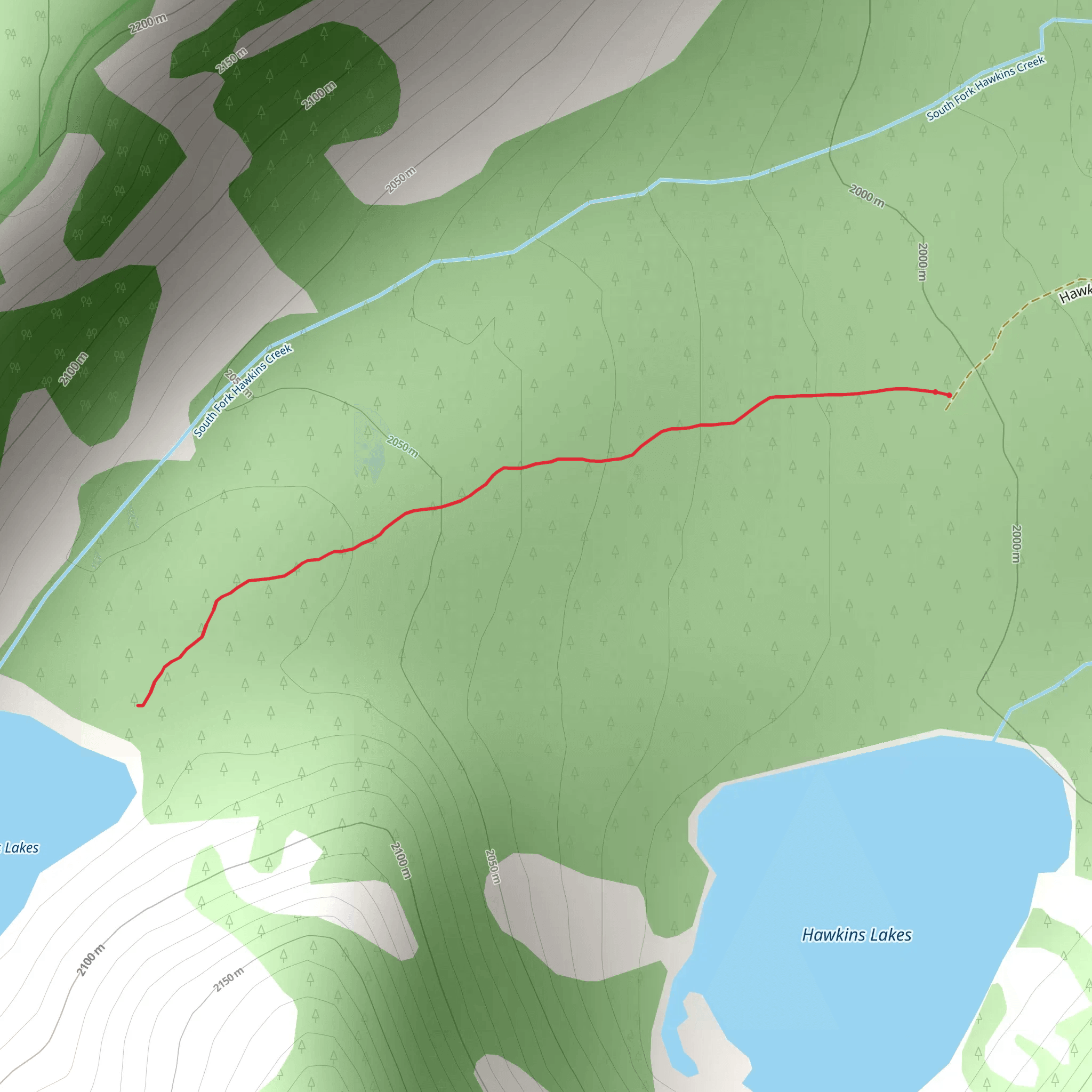 Upper Hawkins Lake Trail mobile static map