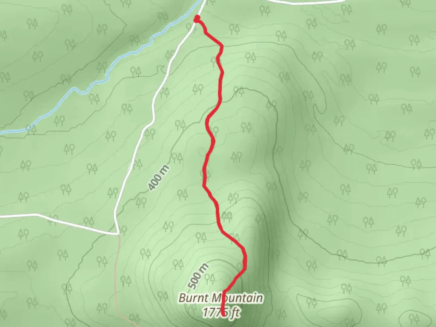 An image depicting the trail Burnt Mountain Trail and its surrounding area.