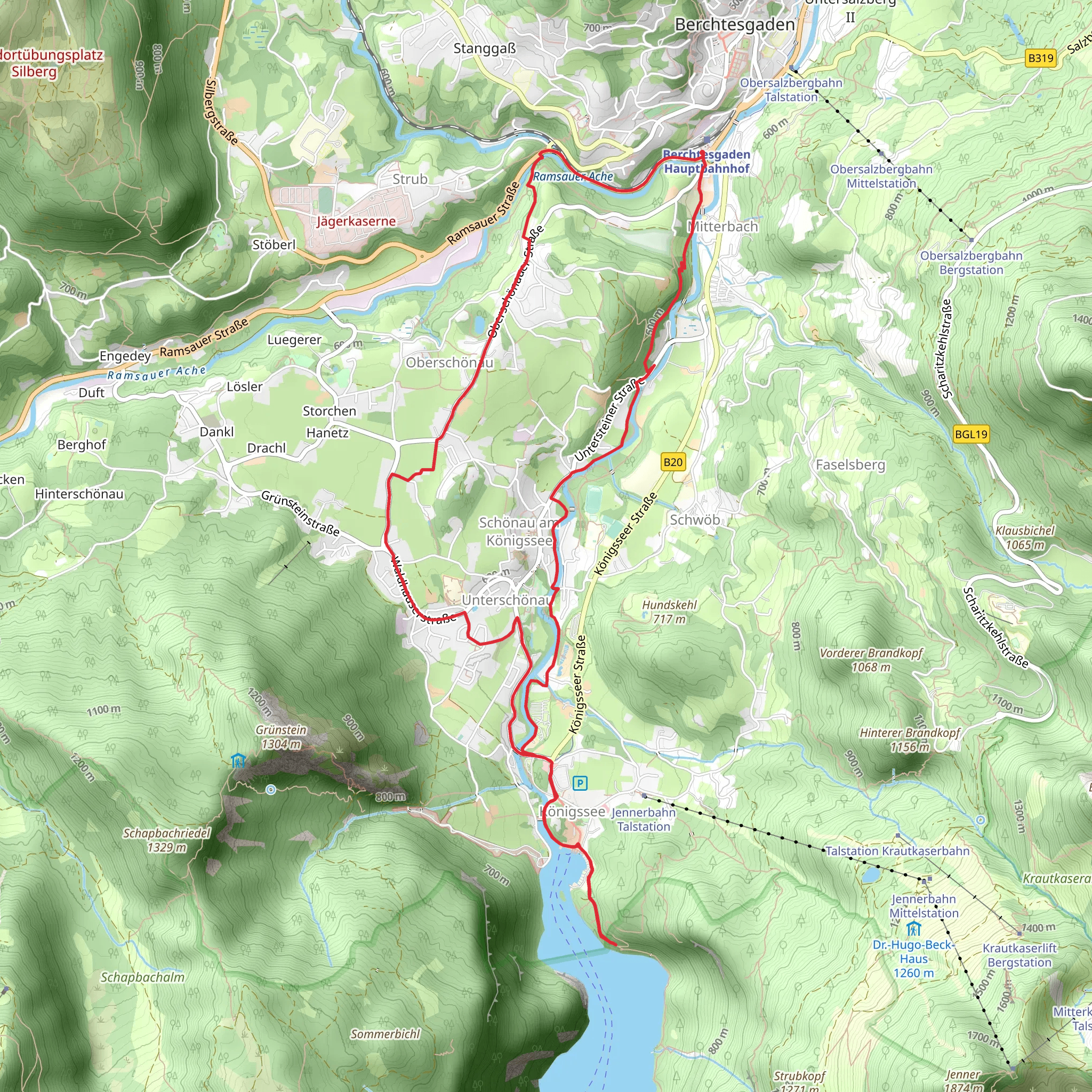 Berchtesgaden and Schonau am Knoigsee Loop mobile static map