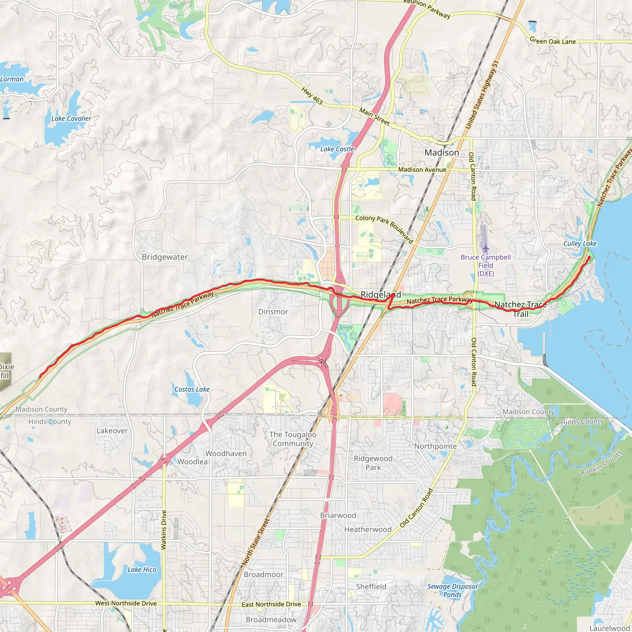 Natchez Trace Multiuse Path mobile static map