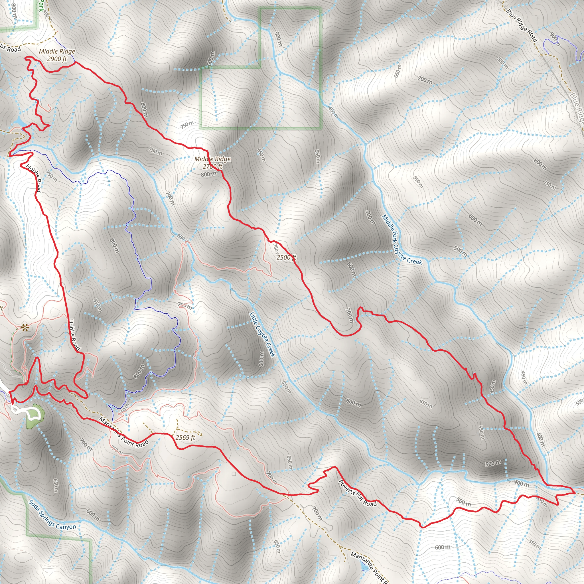 Middle Ridge Loop Trail mobile static map
