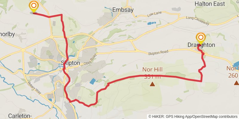 Lancashire to Yorkshire Historical Walk stage 7 Map