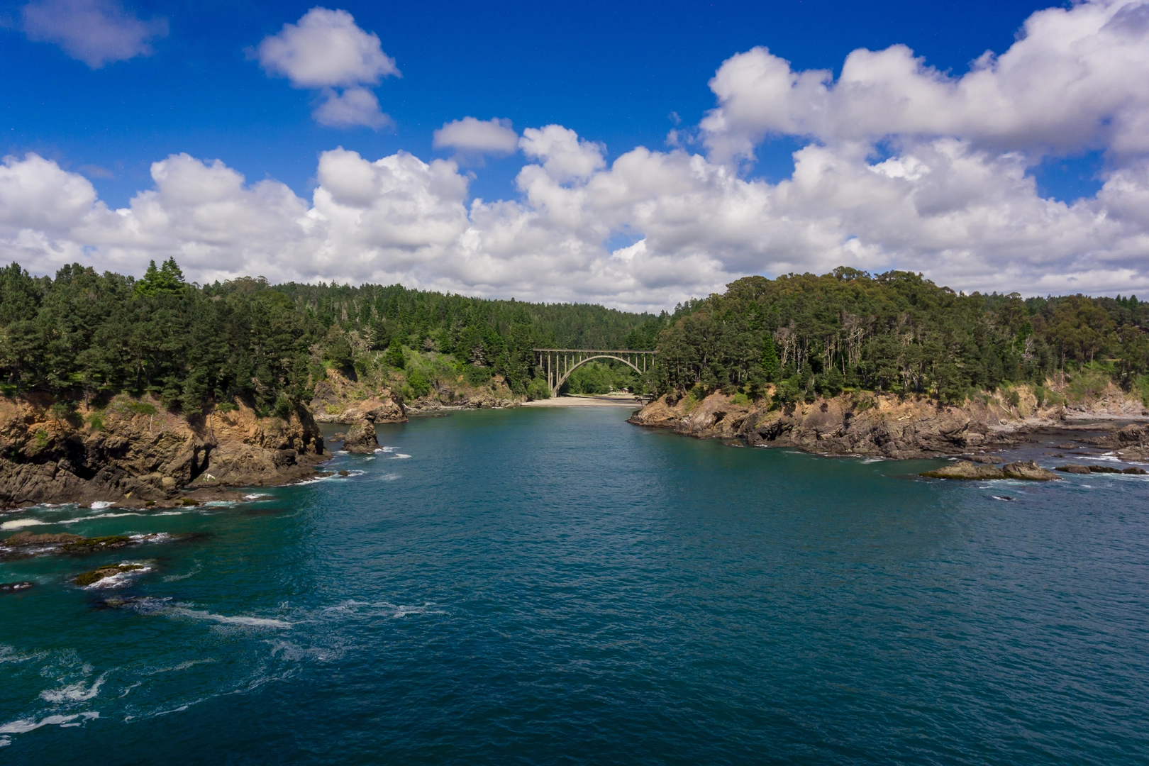 An image depicting the trail Fern Canyon and Falls Loop Trail and its surrounding area.