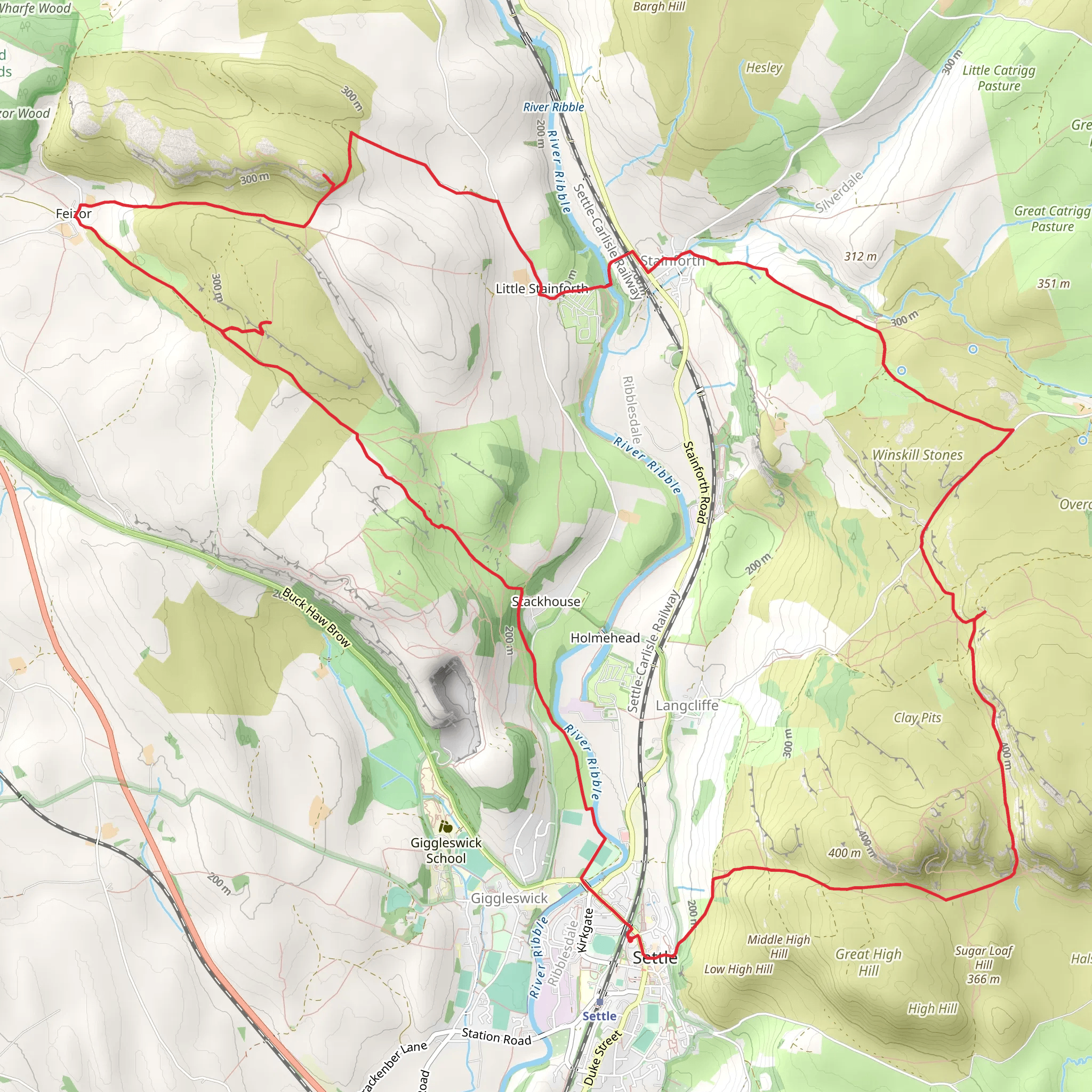 Dead Man's, Jubilee and Victoria Cave Loop - Settle mobile static map