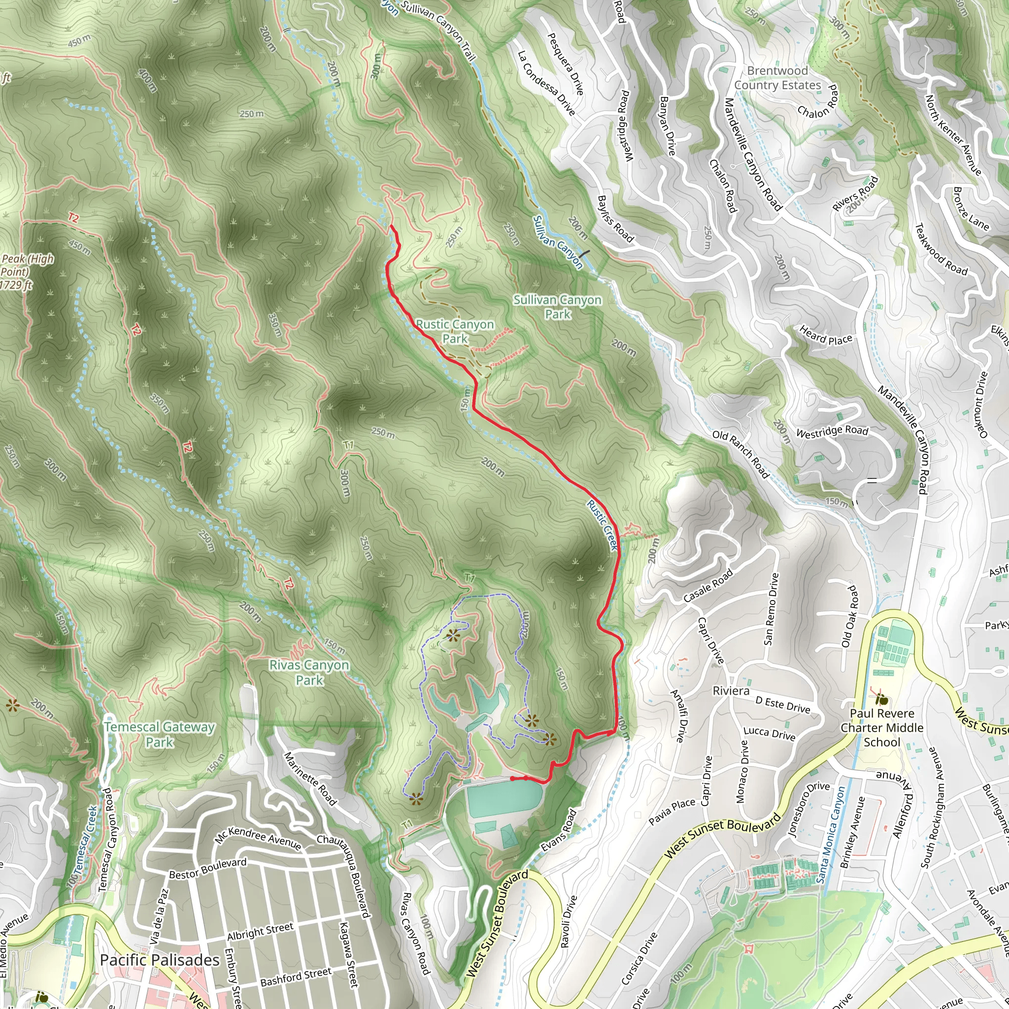 Rustic Canyon Trail mobile static map