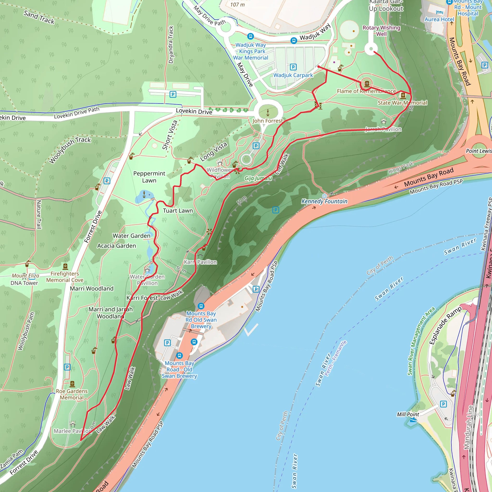 West Australian Botanic Garden Walk mobile static map
