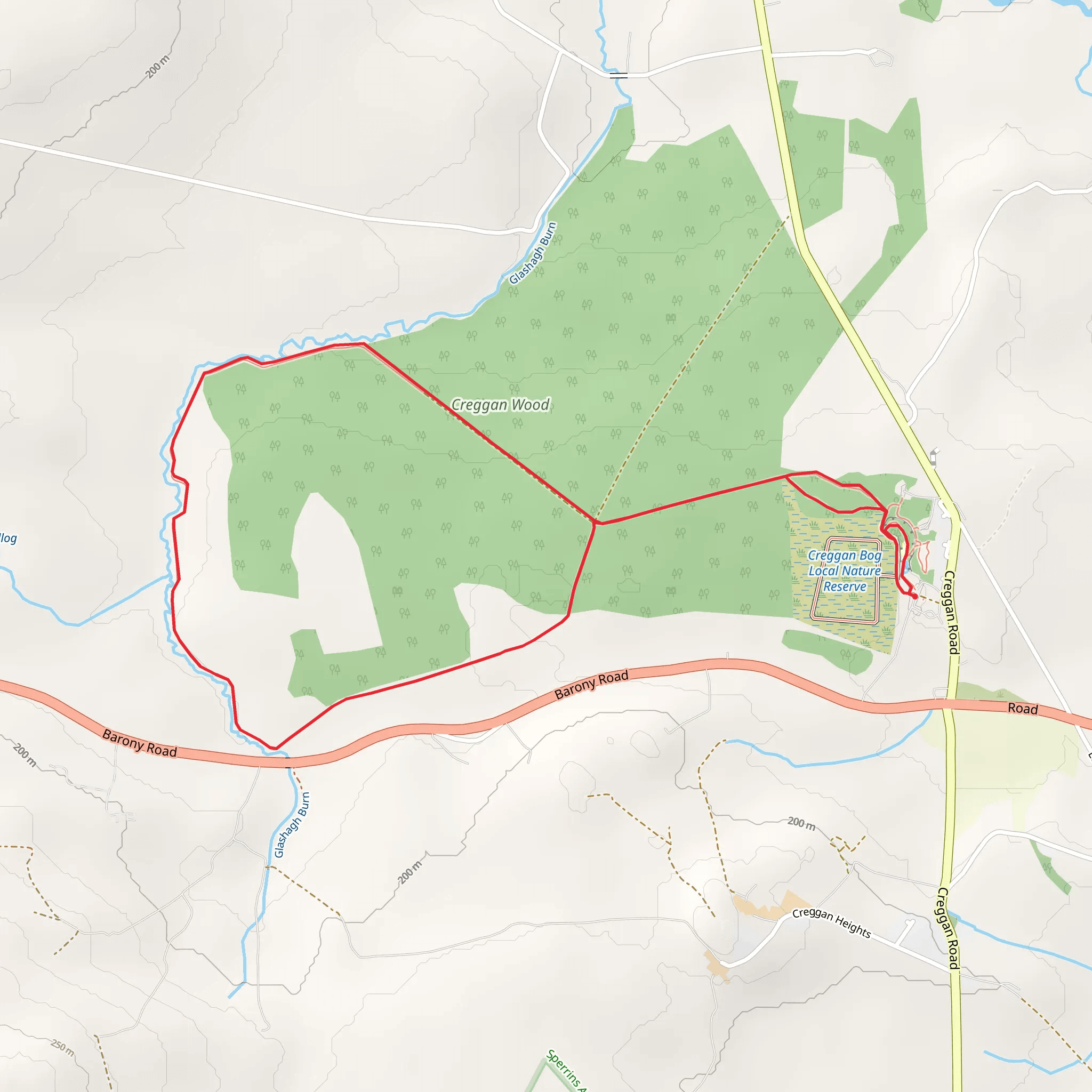 An Creagán - Forest and River Trail mobile static map