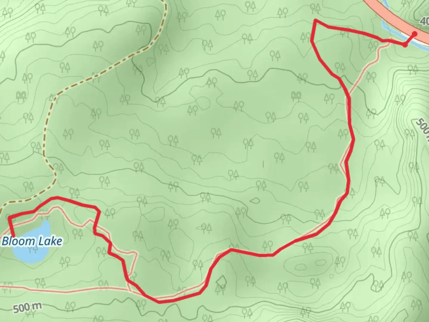 An image depicting the trail Bloom Lake Trail and its surrounding area.