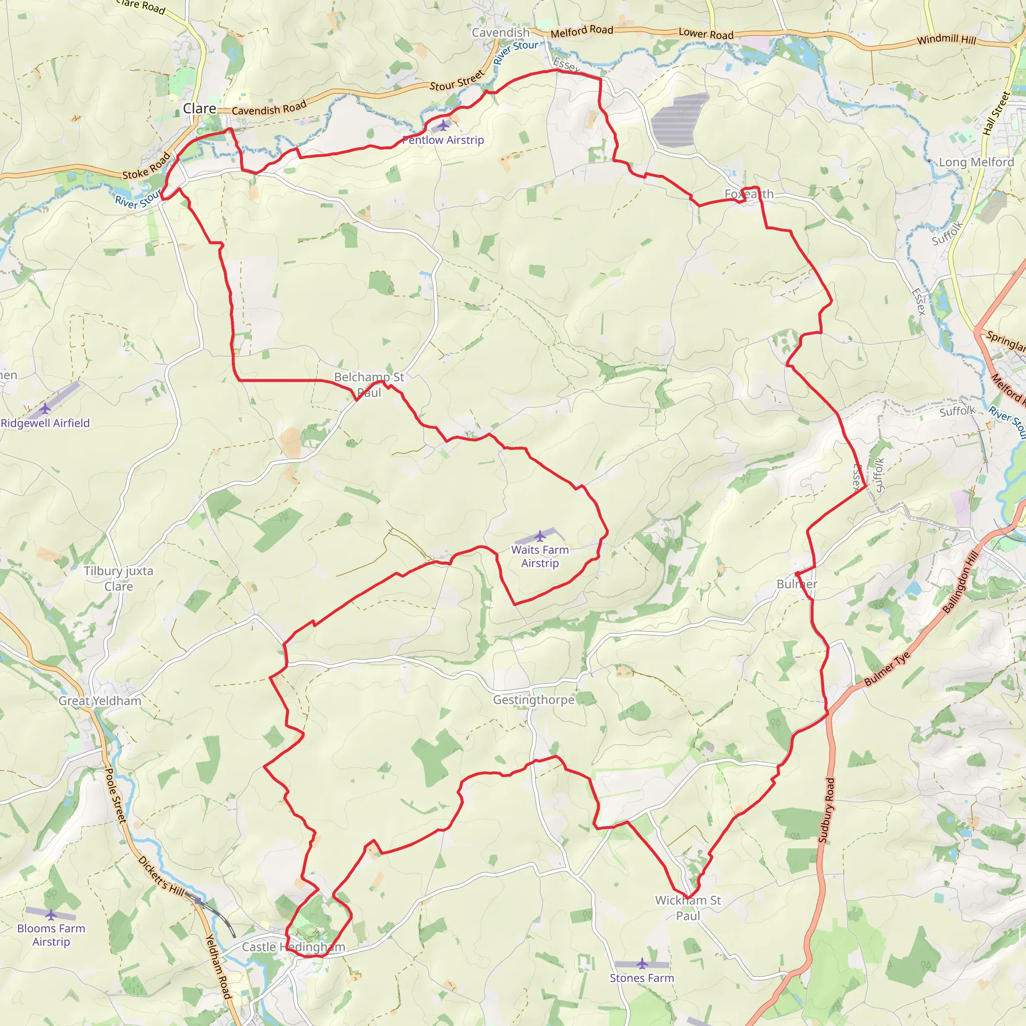 Hinckford Path Loop from Bulmer mobile static map