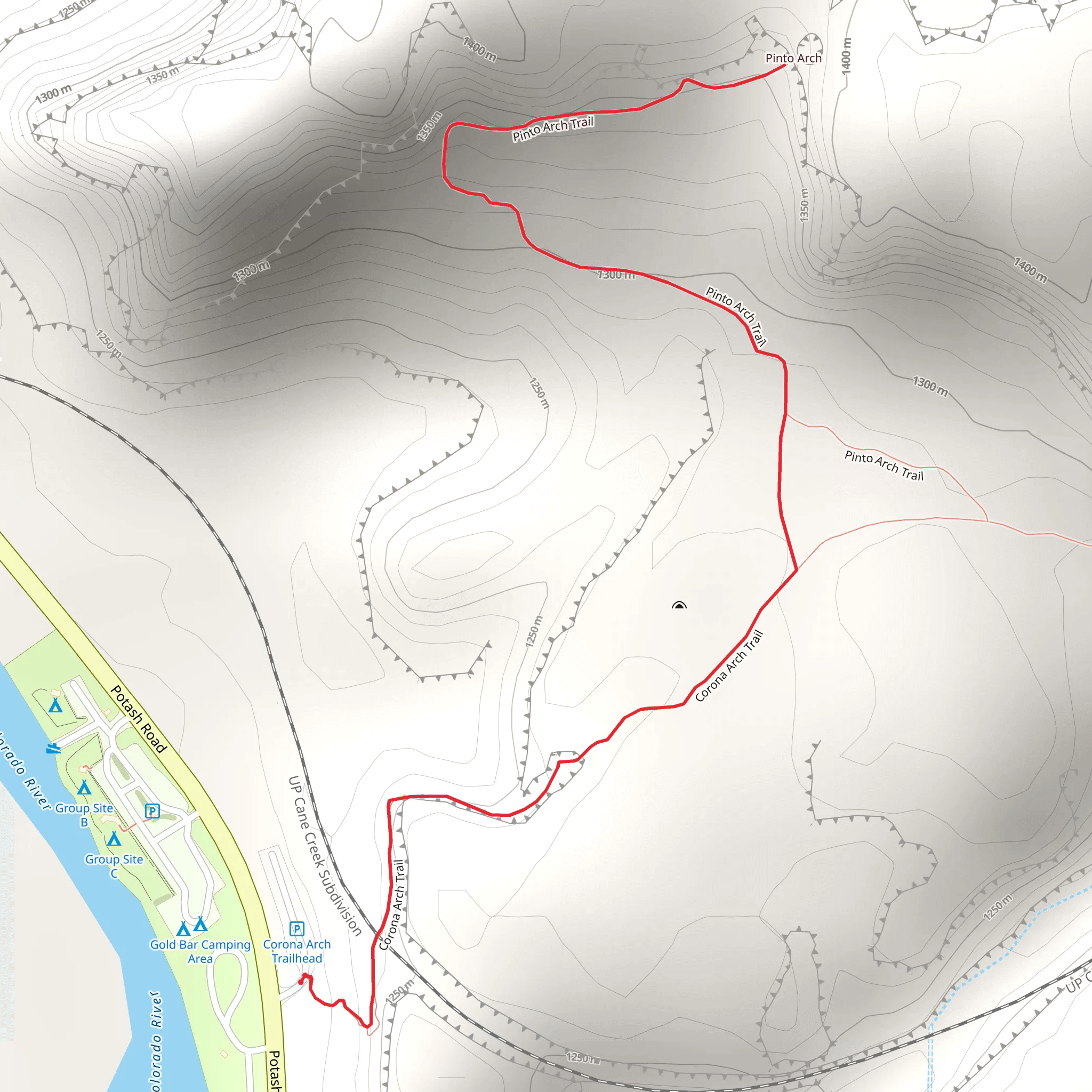 Corona Arch and Pinto Arch Trail mobile static map