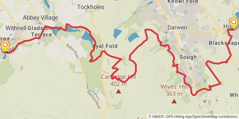 West Pennine Moors Bridleway Loop stage 2 Map