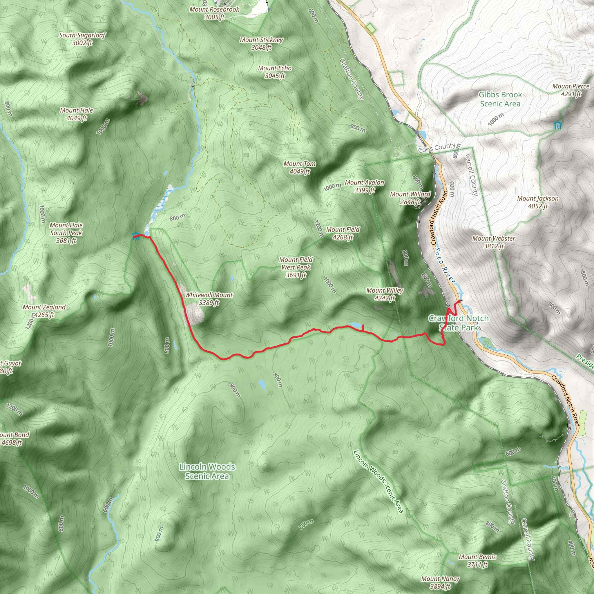 Zealand Pond and Eathan Pond via Appalachian Trail mobile static map
