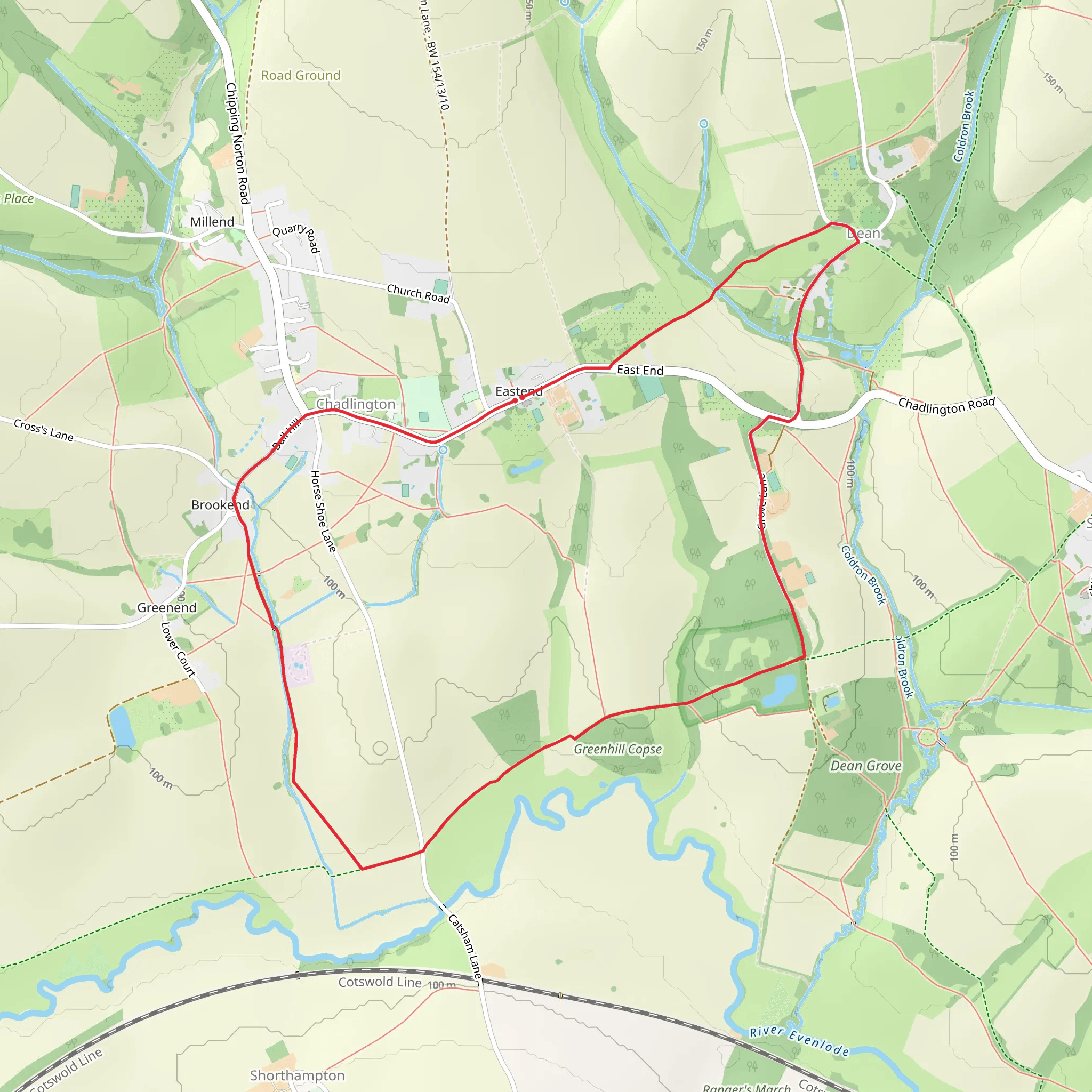 Greenhill Copse and Chadlington Loop mobile static map