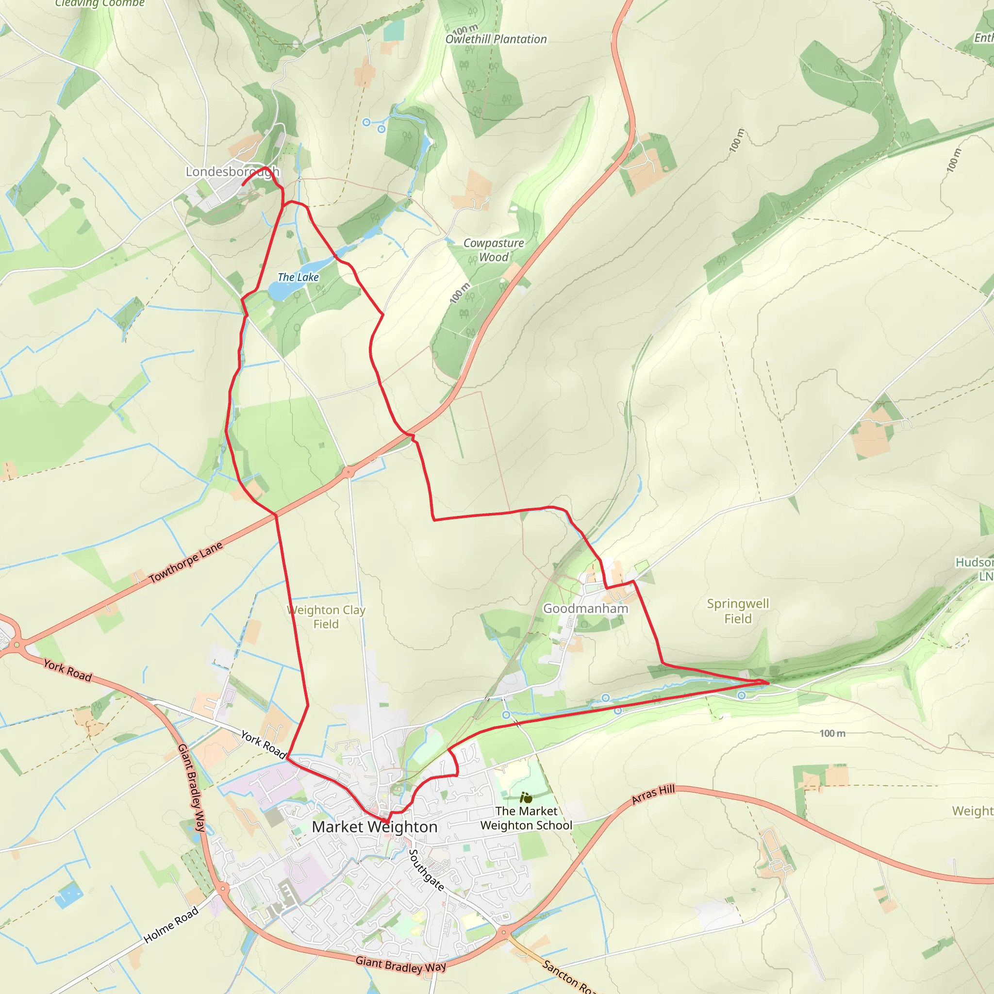 Market Weighton - Hudson Way - Goodmanham - Londesborough and Towthorpe mobile static map