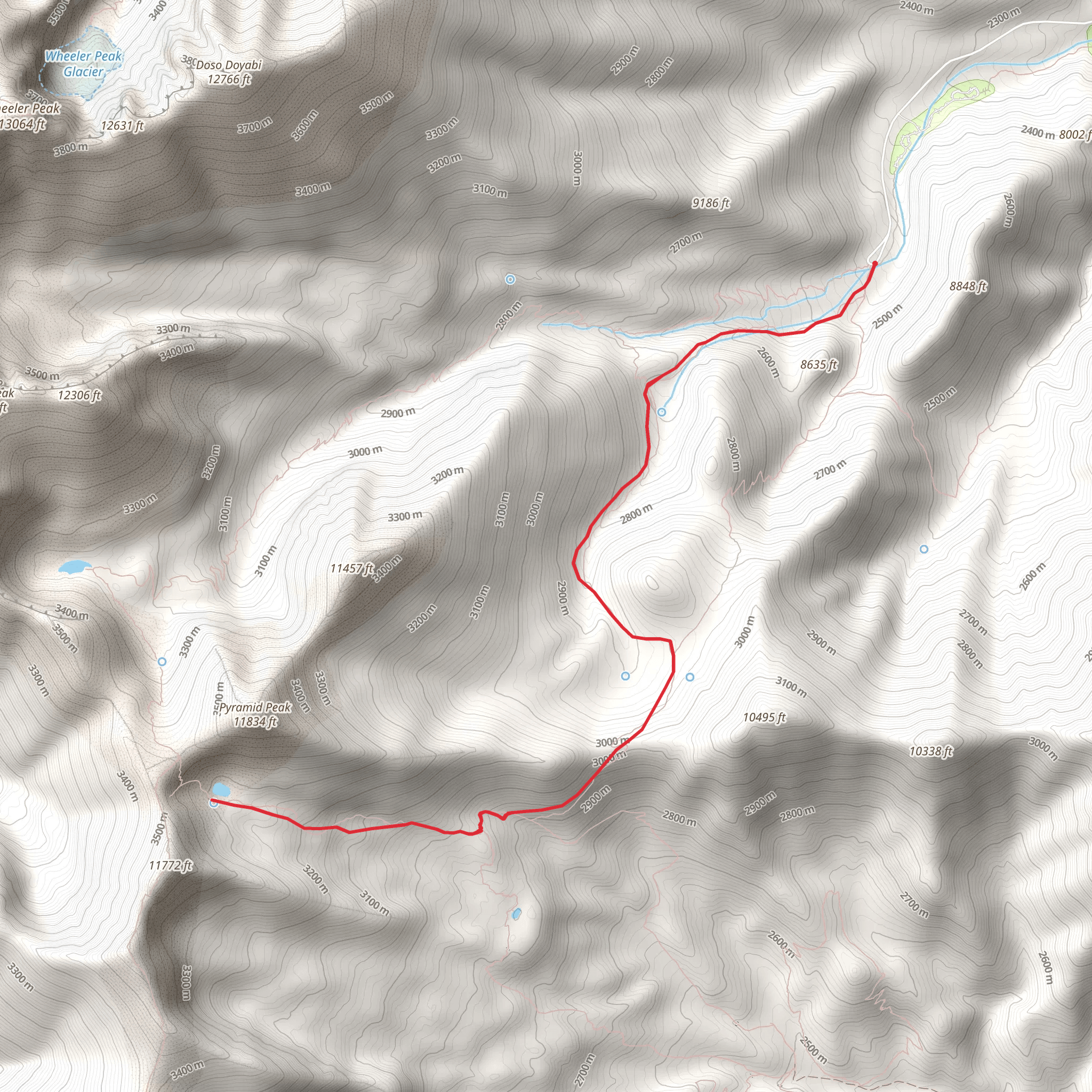 Johnson Lake via South Fork Baker Creek Trail mobile static map