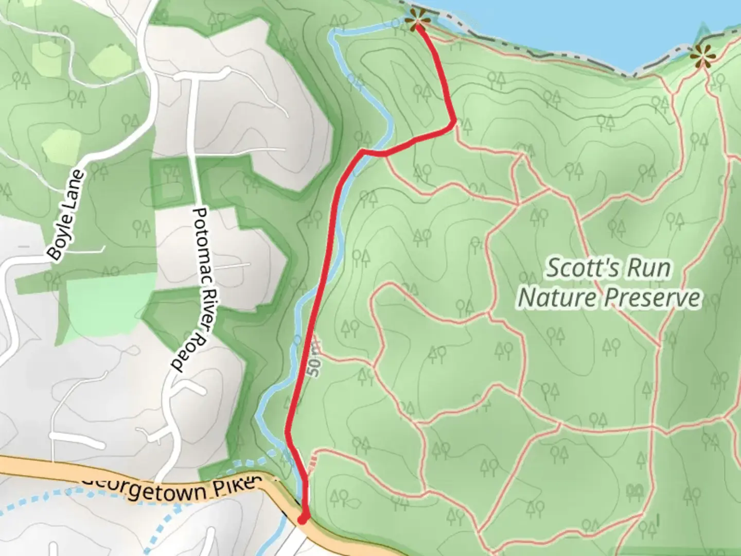 An image depicting the trail Potomac Heritage Short Trail and its surrounding area.