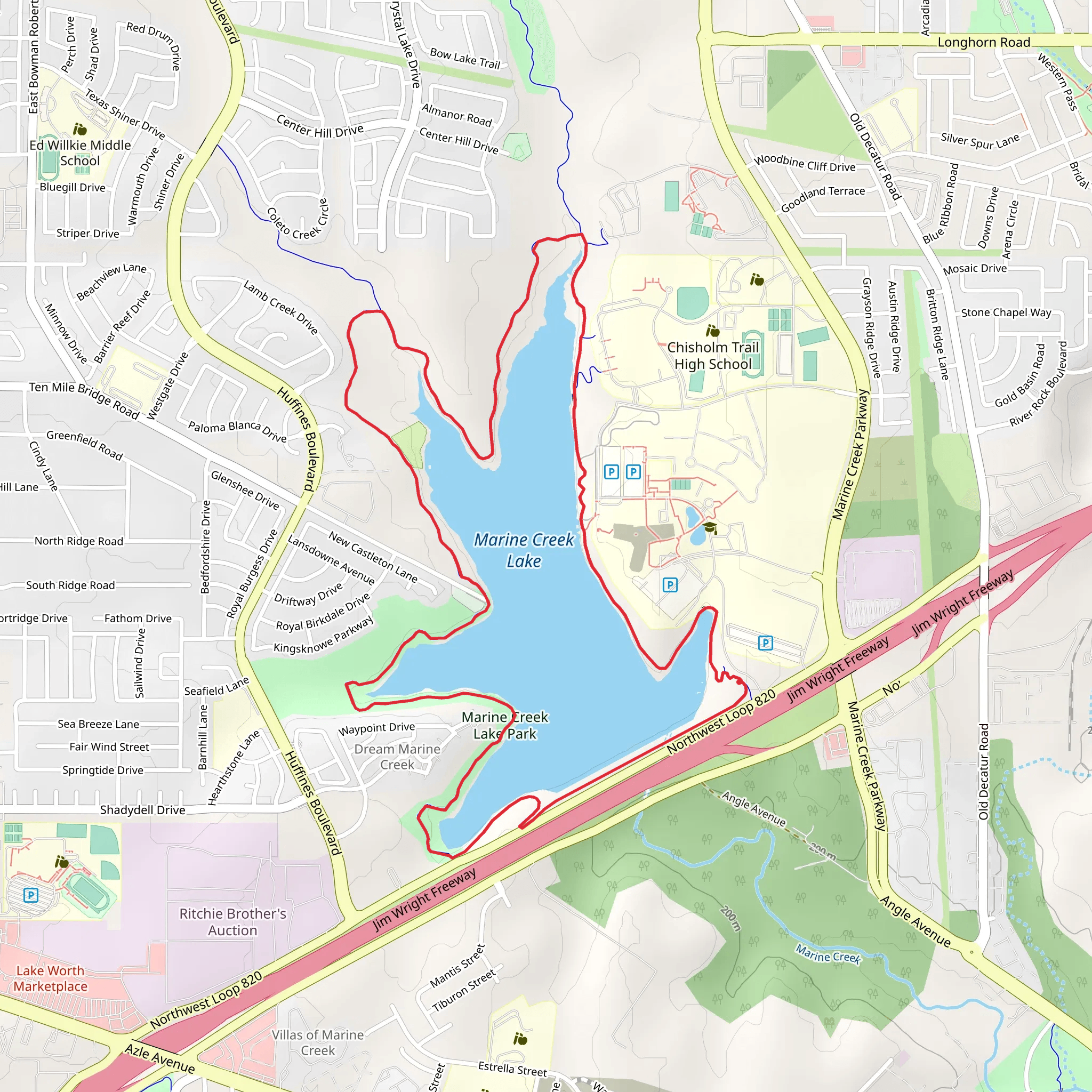 Marine Creek Lake Loop mobile static map