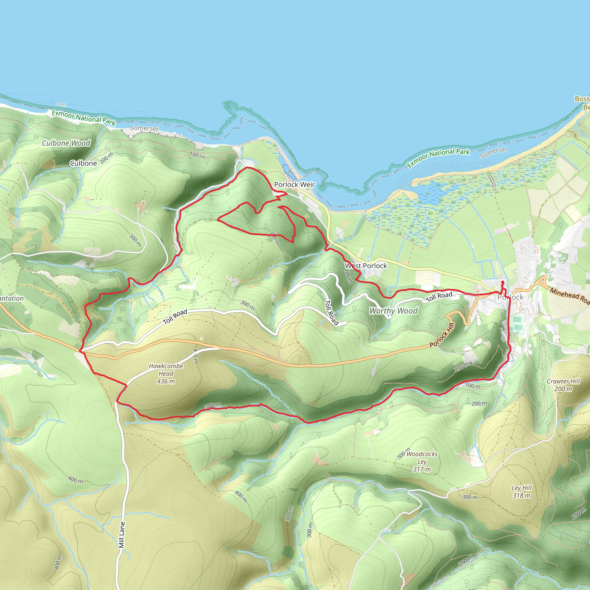 Worthy Wood, Homebush Wood and Porlock Country Park mobile static map