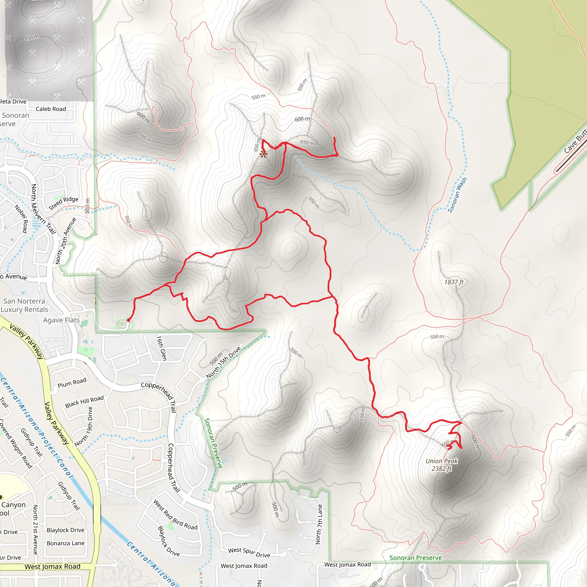 Desert Tortoise, Union Peak and Dixie Mountain Loop Trail mobile static map