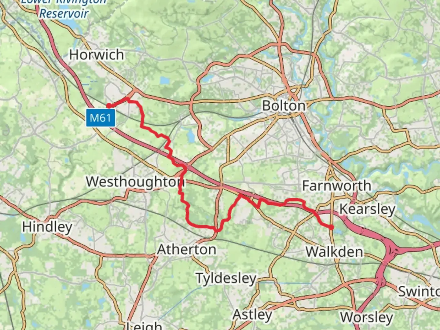 An image depicting the trail Walkden to Horwich Parkway Walk and its surrounding area.