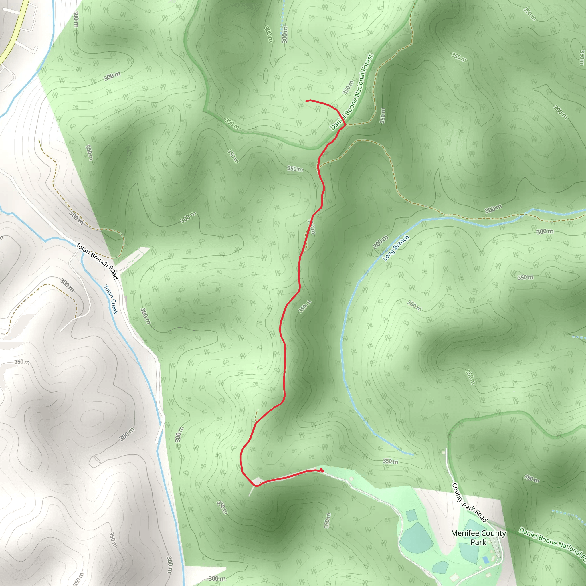 Trace Branch from Menifee County Park mobile static map