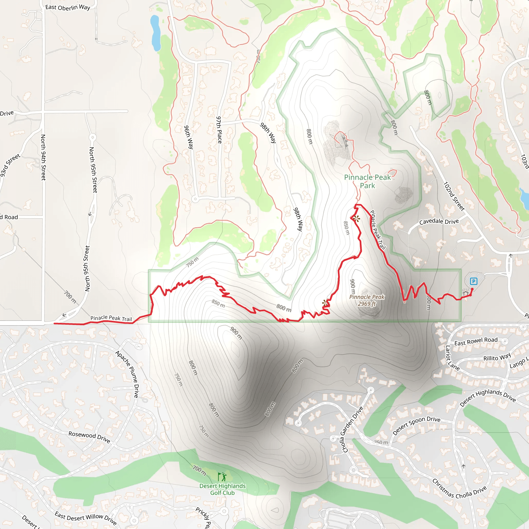 Pinacle Peak Trail mobile static map